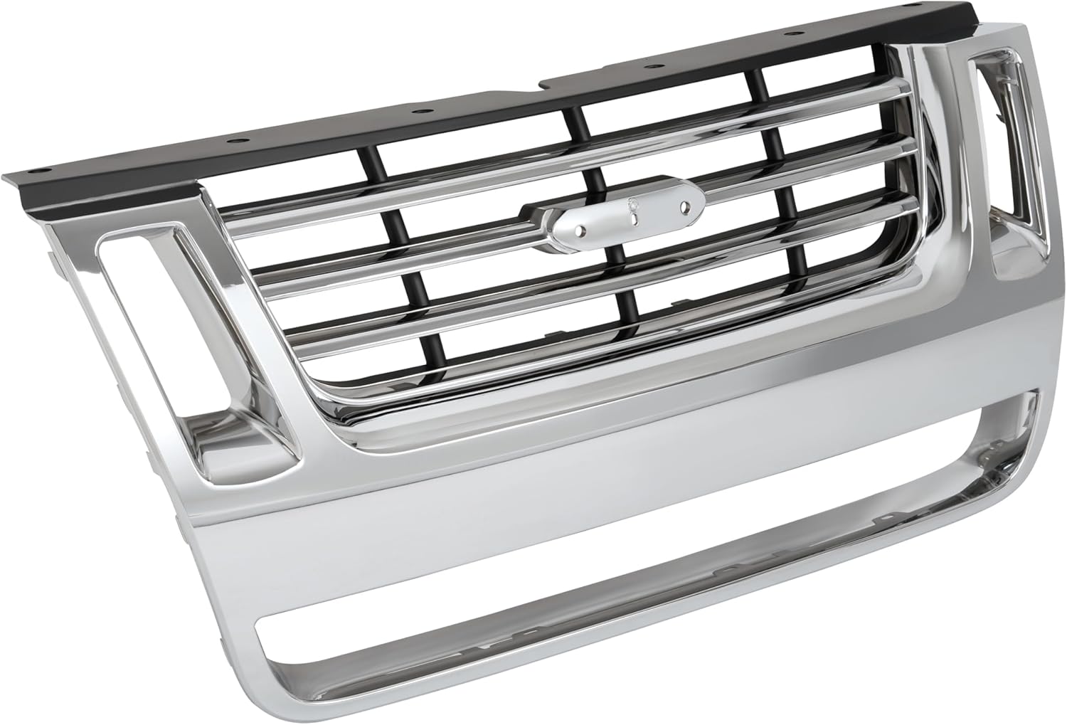 HECASA Front Grill Compatible with 2006-2010 Ford Explorer 2007-2010 Sport Trac Replacement for FO1200476 Bumper Grille Assembly Radiator Grille W/Side Openings 3-Bar Style Chrome Painted
