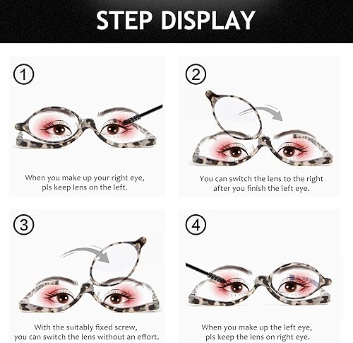 Miniatura 3 de 2 pares de anteojos de lectura de maquillaje para mujeres, lectores de cosméticos abatibles, anteojos de maquillaje con bisagra de resorte