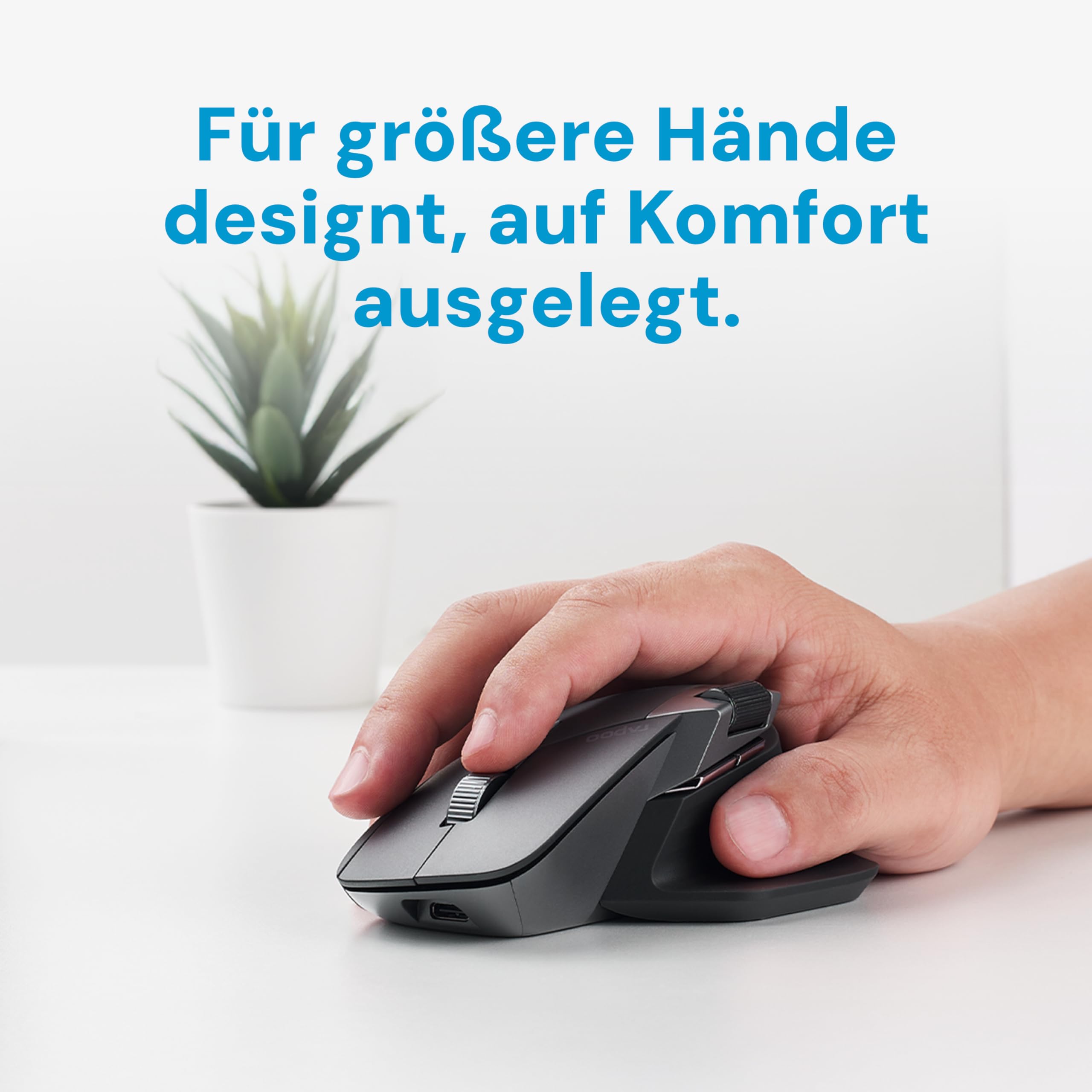Rapoo MT760L bezprzewodowa mysz 4000 DPI czujnik, przyjazna dla środowiska, ładowana bateria, ergonomiczna mysz PC i Mac, szaro-biała
