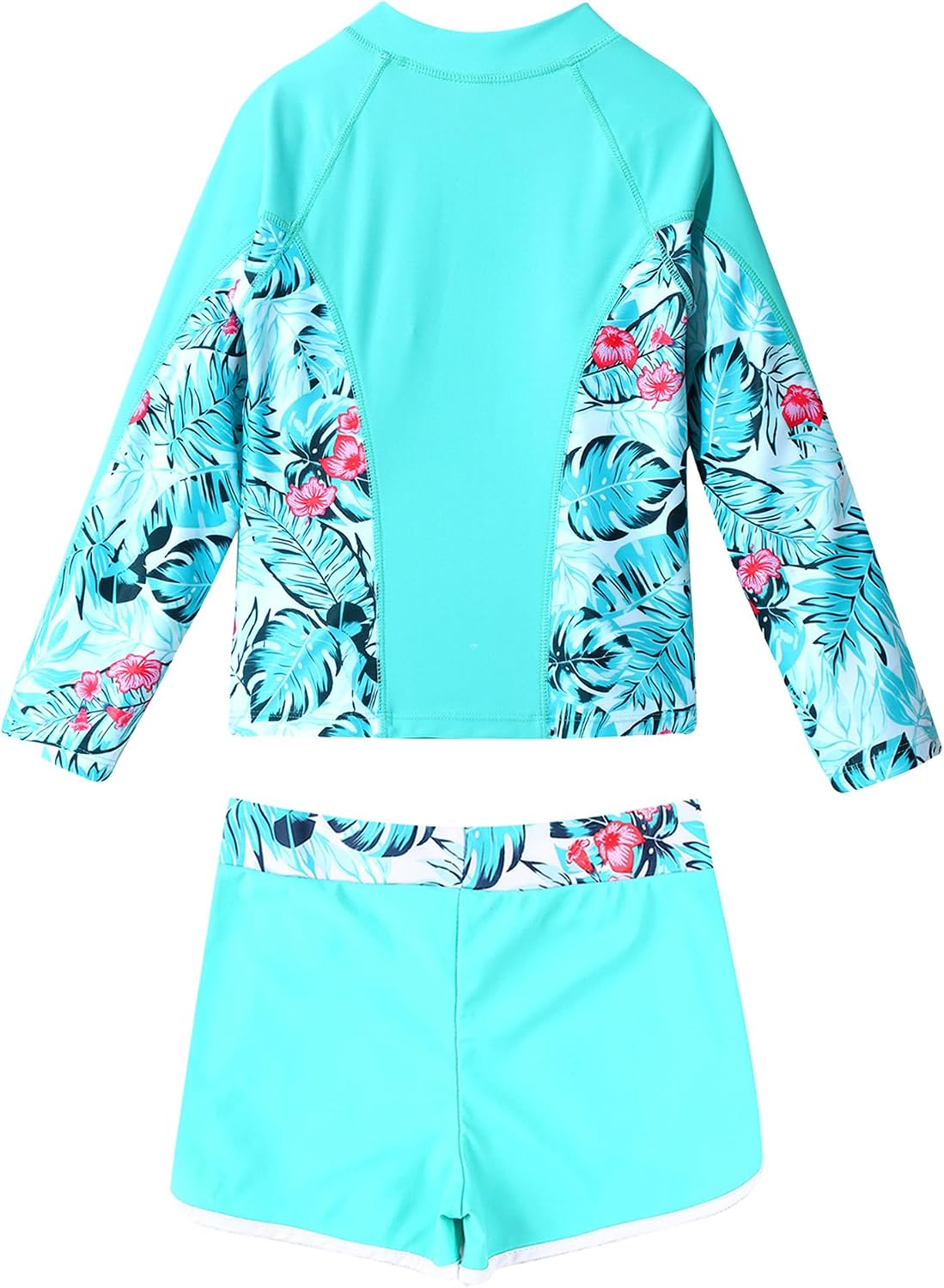 Kids Girls 2 Piece Rash Guard UPF 50+ Long Sleeve Rashguard Shirts with Shorts Tankini Swimsuit Sets