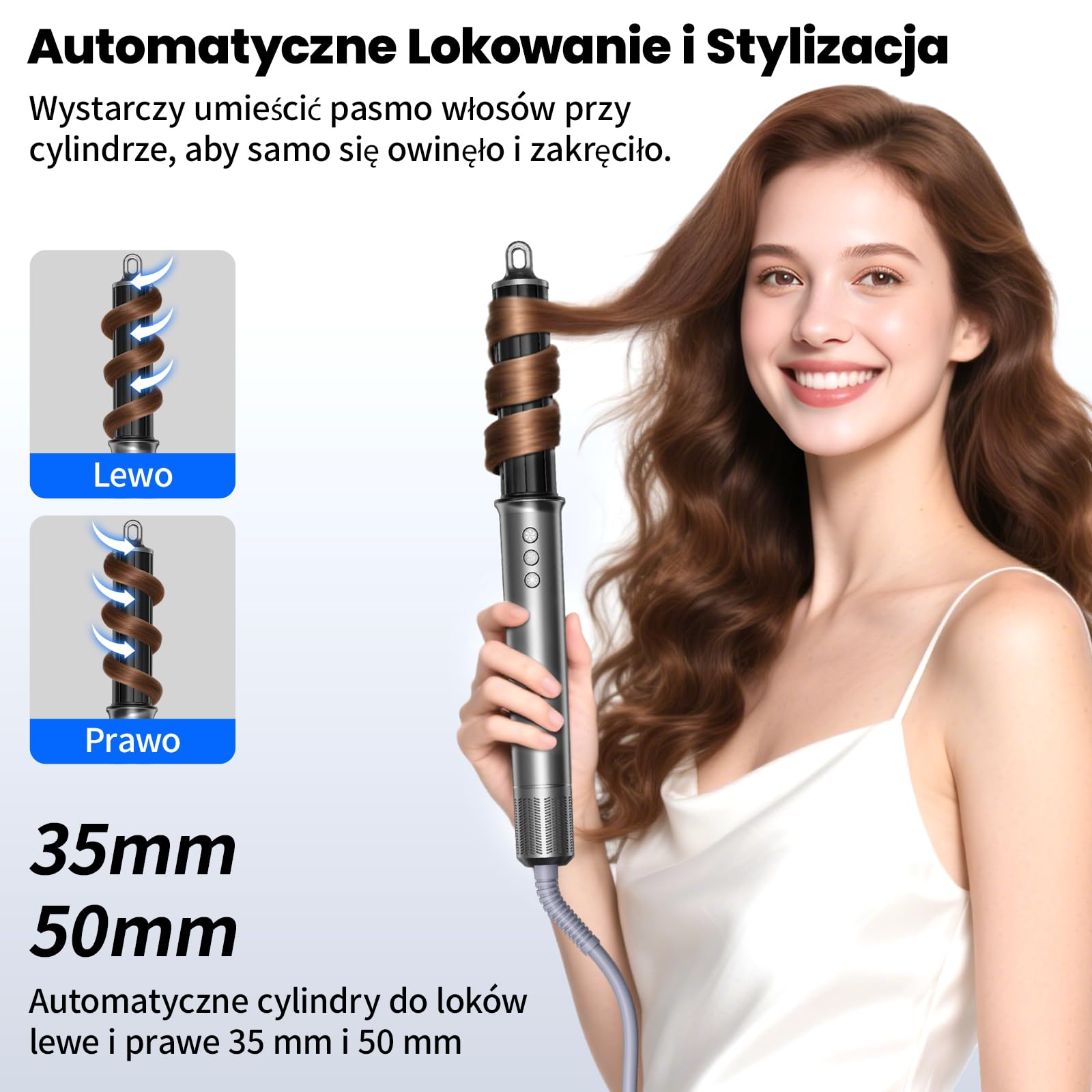 MANKIW Hairstyler zestaw 5 w 1, Heteluchtstyler 110 000 obr./min, silnik o dużej prędkości, owijający strumień powietrza, 500 mln jonów ujemnych, do loków 35/50 mm, prostowania i objętości