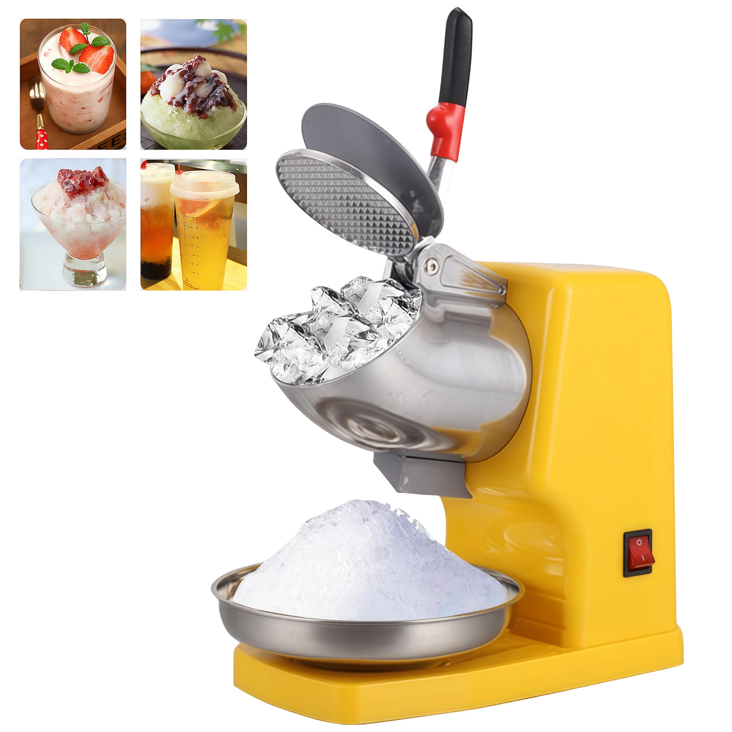 Tritaghiaccio Elettrico a 8 Lame 500 W 2200 giri/min Raspa per Ghiaccio 85 kg/h Crushed Ice Maker con Contenitore per Smoothie Bevande Fredde Tè al Latte e Miscelazione Bar