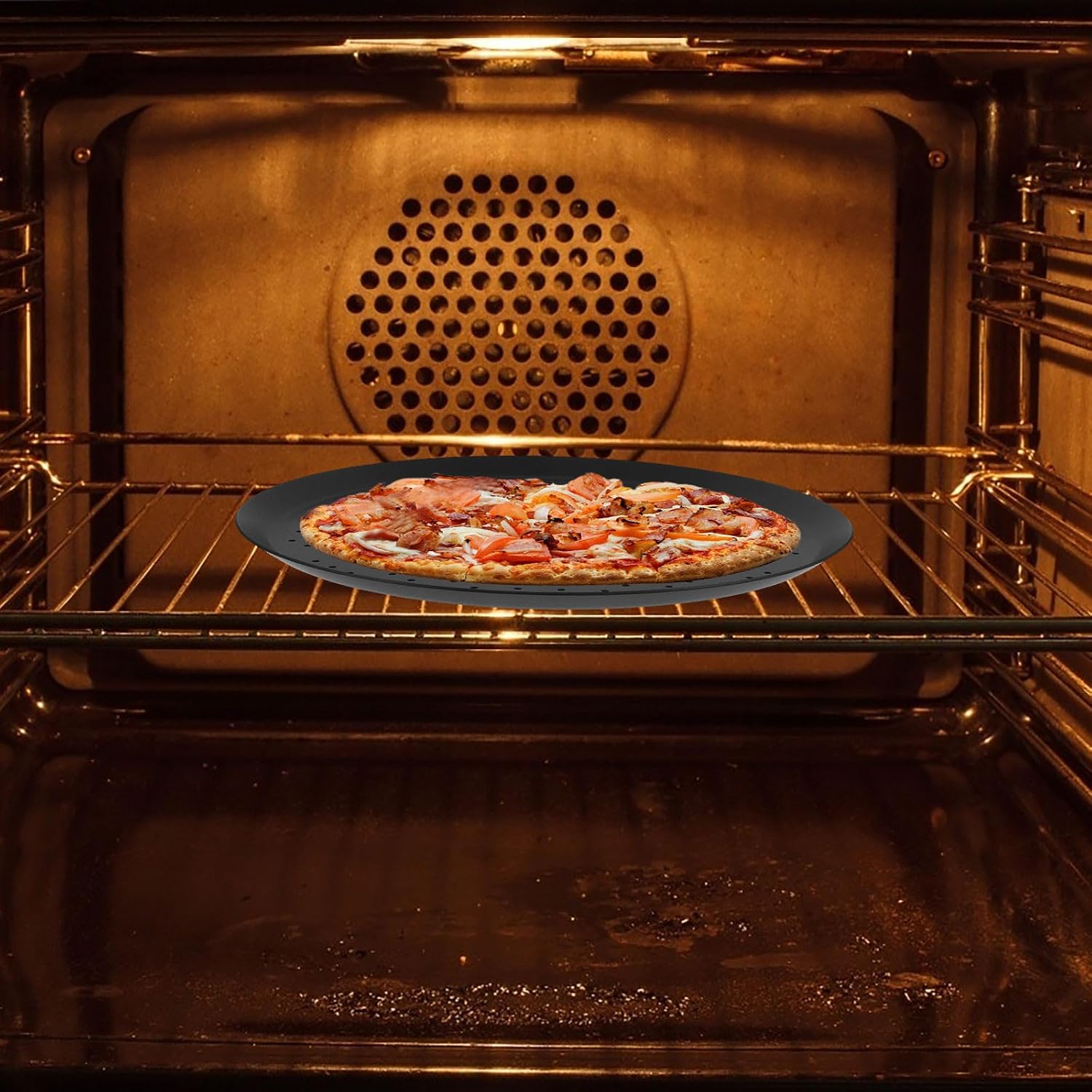 12-inch Aluminum Alloy Pizza Pan with Fine Mesh, Reusable Nonstick Baking Tray for Oven and Grill, Household Pizza Screen for Even Cooking