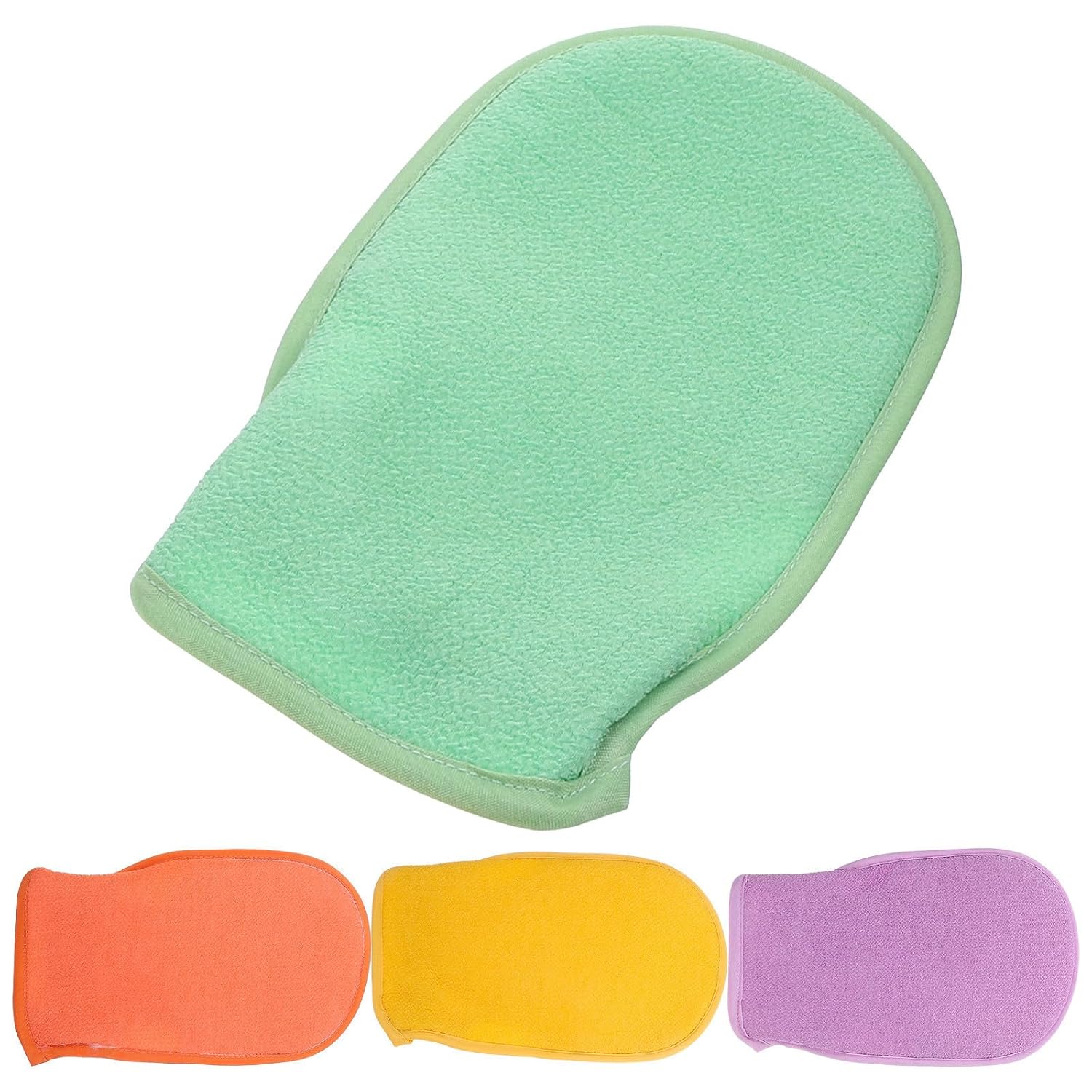 4pcs Exfoliating Shower Gloves for Body Deep Cleaning Artificial Silk Fabric Bath Mittens Time and Effort Saving Scrubbing Gloves for Men and Women