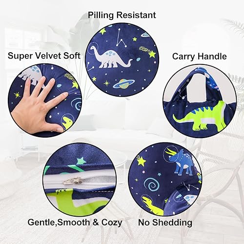 Miniatura 4 de Holawakaka Almohada de lectura con brazos, almohada de felpa con estampado de dinosaurio de galaxia de dibujos animados para niños, adolescentes,