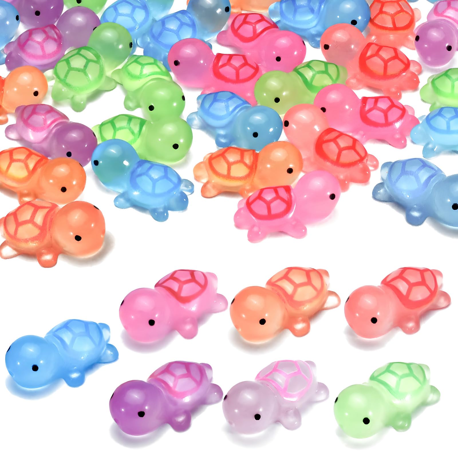 Mini Polymer Turtle Mini Resin Turtle Figurines HOMICO 50-Piece Mini Luminous Resin Turtle ...