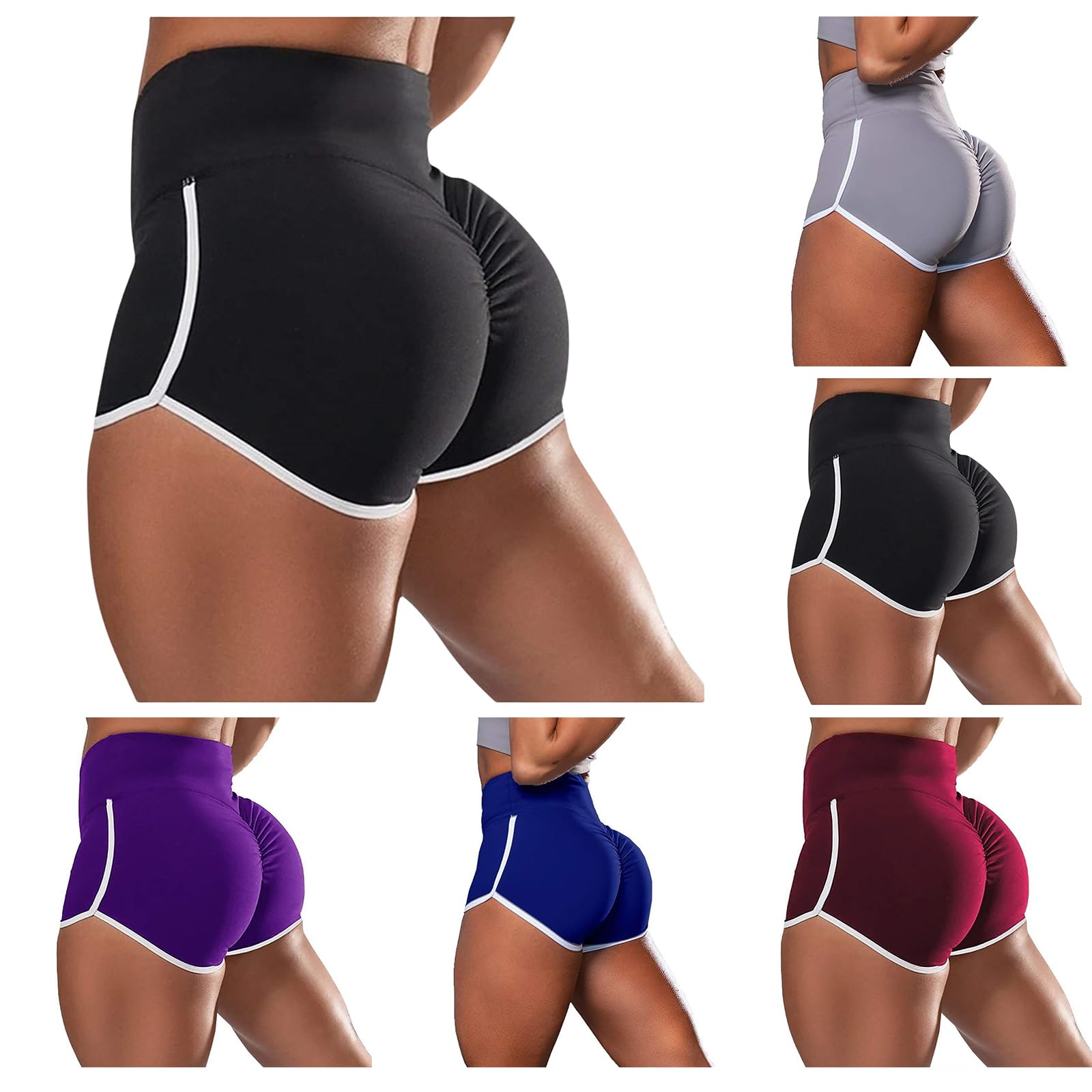 Qesulk Ruched Booty Shorts for Women High Waist Athletic Pants Tummy Control Stretch Workout Yoga Legging Butt Lifting Shorts Purple