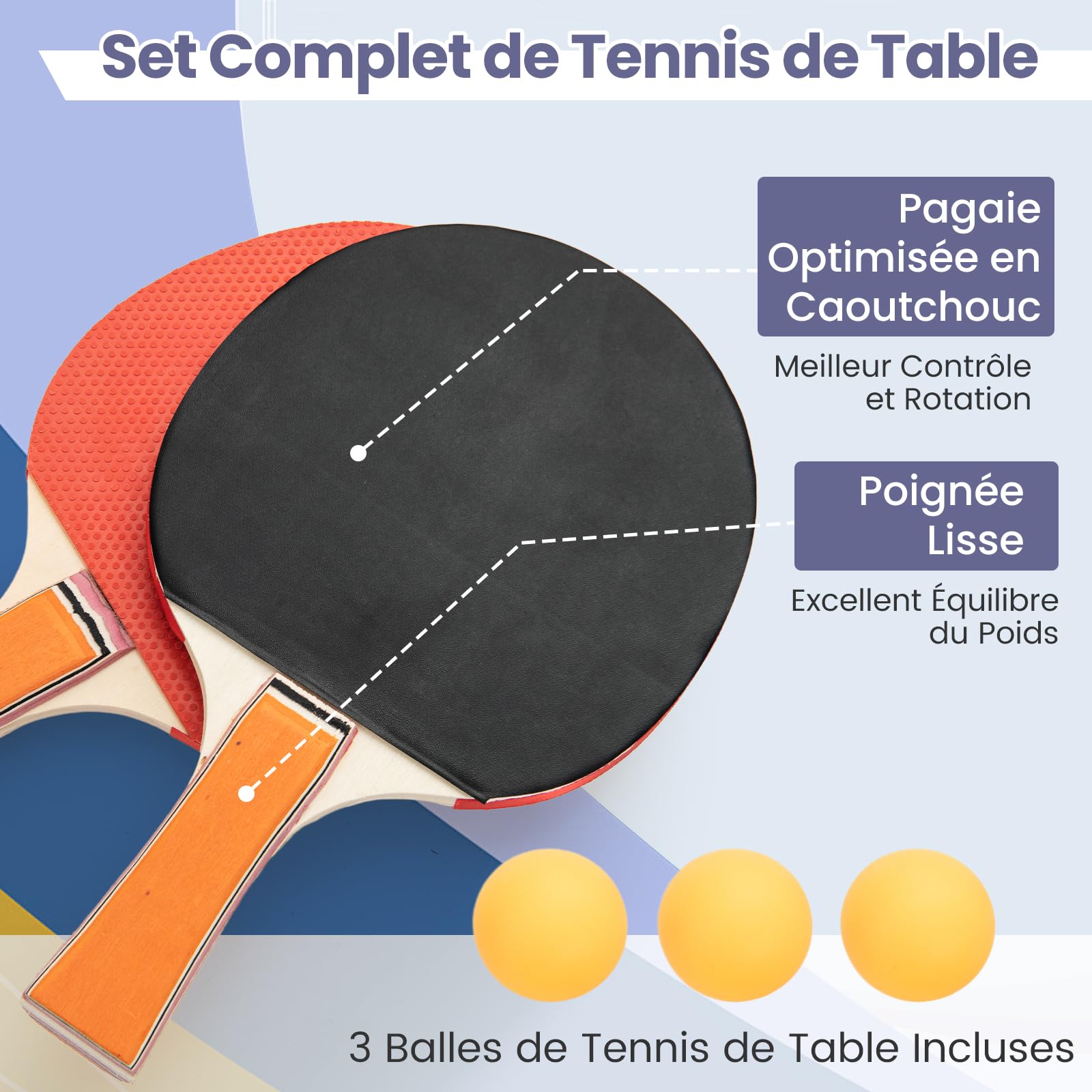 GYMAX Tavolo da ping-pong pieghevole, 152,4 x 76,2 x 76,2 cm, mini tavolo da tennis con 2 palline e 2 racchette, tavolo portatile per tennis per interni ed esterni