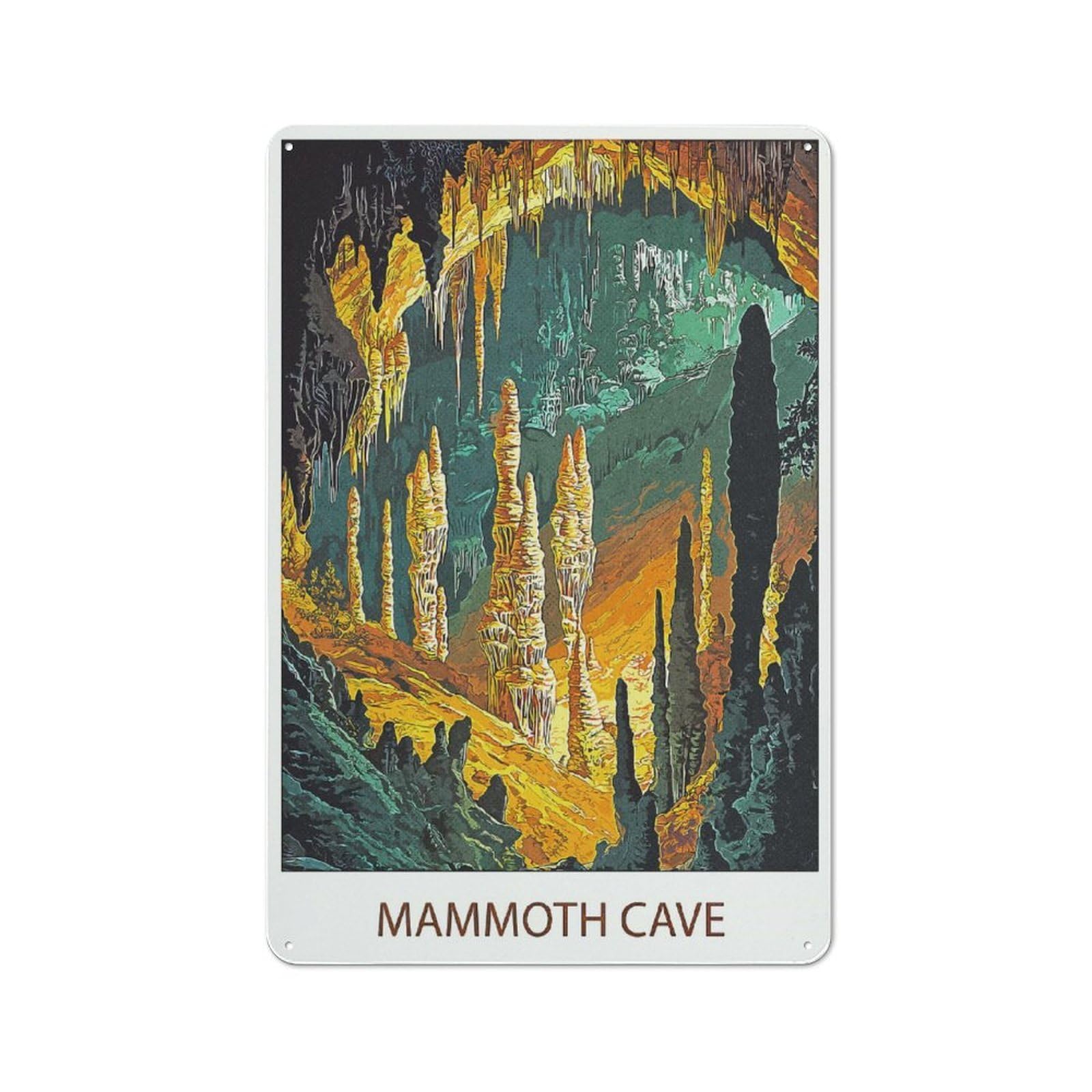 Junmoney Style-9 Mammoth Cave National Park Shop Front Style Metal Wall Decor 30X20cm, Bistro Metal Sign For Takeaway, Bar, Kitchen Or Counter Area
