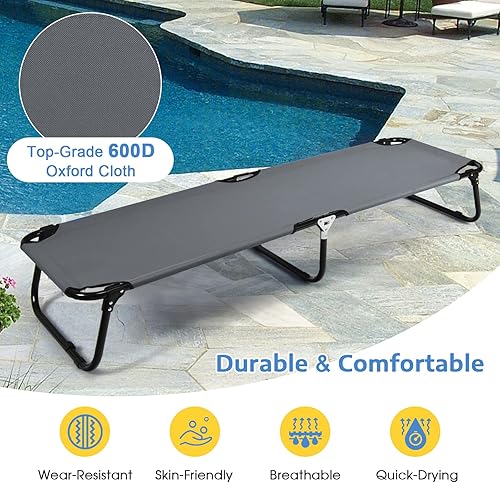 Miniatura 3 de Tangkula Catre plegable para campamento, cama portátil para acampar con marco de acero, catre portátil militar elevado para viajes adultos y niños,