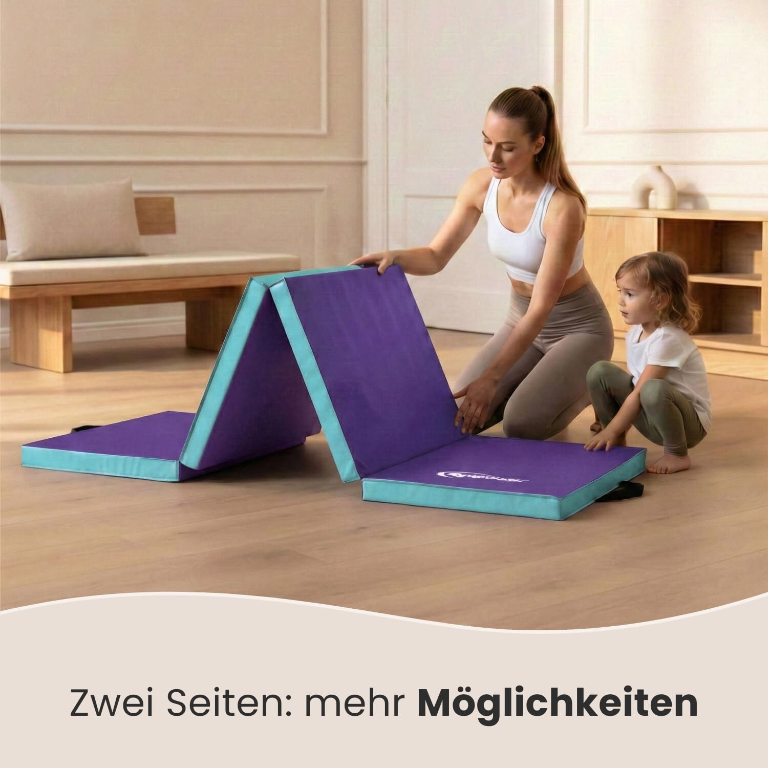 eyepower Colchoneta de Gimnasia Plegable Gruesa 180x60x5 cm - Esterilla Fitness para Rítmica y Artística - Infantil y para Casa - Superficie de Suelo Amortiguadora para Entrenamiento Interior