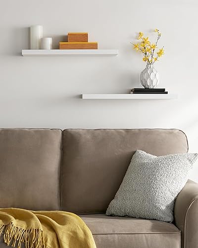 Miniatura 4 de BAYKA Estantes flotantes blancos, estantes de madera rústica de 22.5 pulgadas para montar en la pared, para baño, dormitorio, sala de estar, cocina