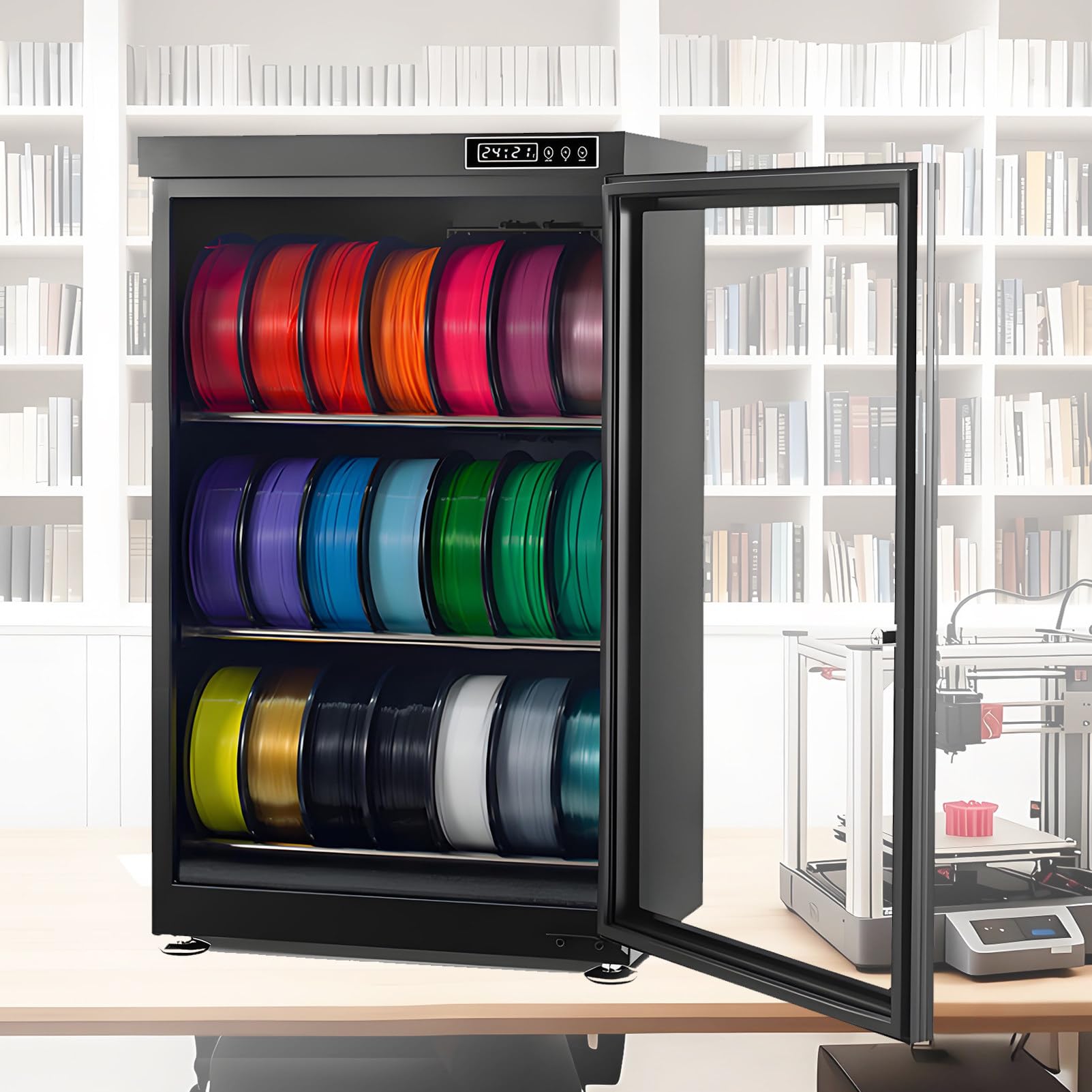 3D-Filament-Trockenbox mit Luftentfeuchter, Luftdicht 3D Drucker Filament Aufbewahrungsbox mit automatischer Feuchtigkeitsregelung, intelligente Trocknungs- Filament Dryer für PLA 3Tier