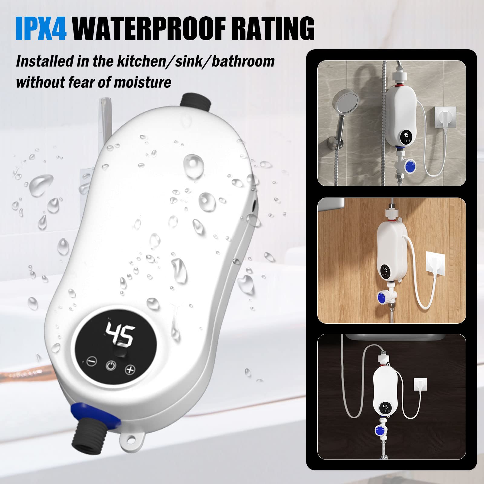 Scalda-acqua Istantaneo Elettrico 5500W Con Soffione Doccia - Acqua Calda Immediata - Foto 2