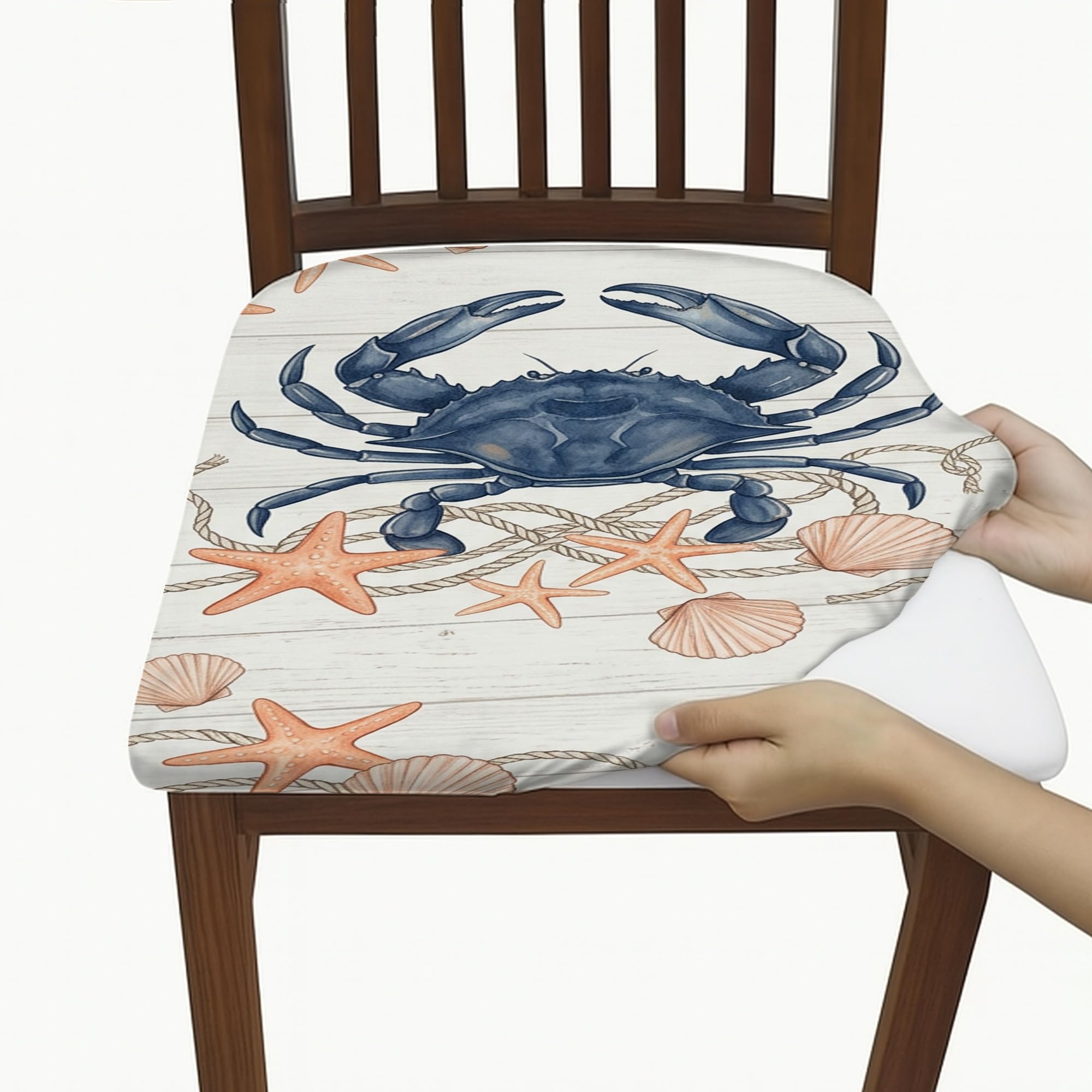 Housse de siège crabe bleu pour décoration de table bord de mer lors de repas en famille