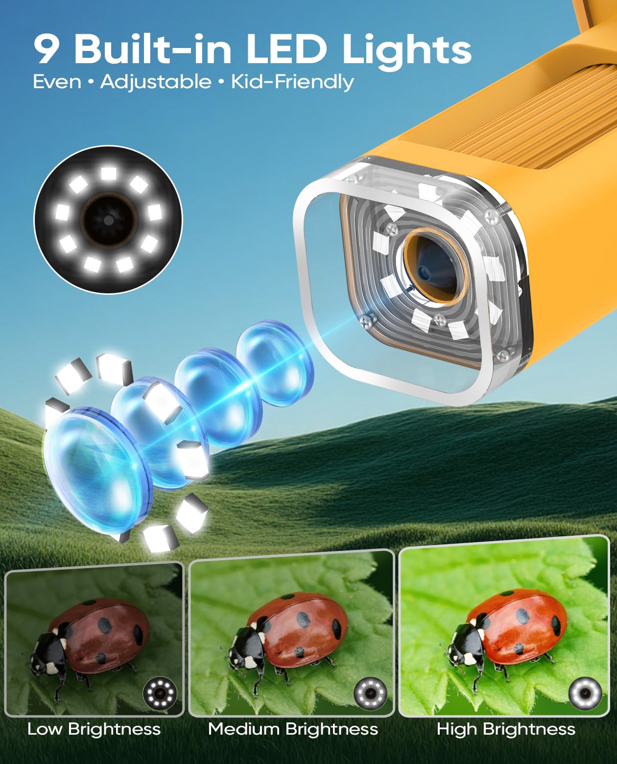 1000X Numérique Microscope Enfant Portable: Microscope de Poche with 2.4" IPS Ecran - Jouets STEM Cadeaux d'anniversaire pour Filles Garçons Enfants - Kits Scientifiques éducatifs de 6 à 10 Ans