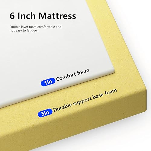 Miniatura 132 de PayLessHere Colchón individual de 12 pulgadas Colchón de espuma viscoelástica de gel firme media Blanco con funda con cremallera lavable