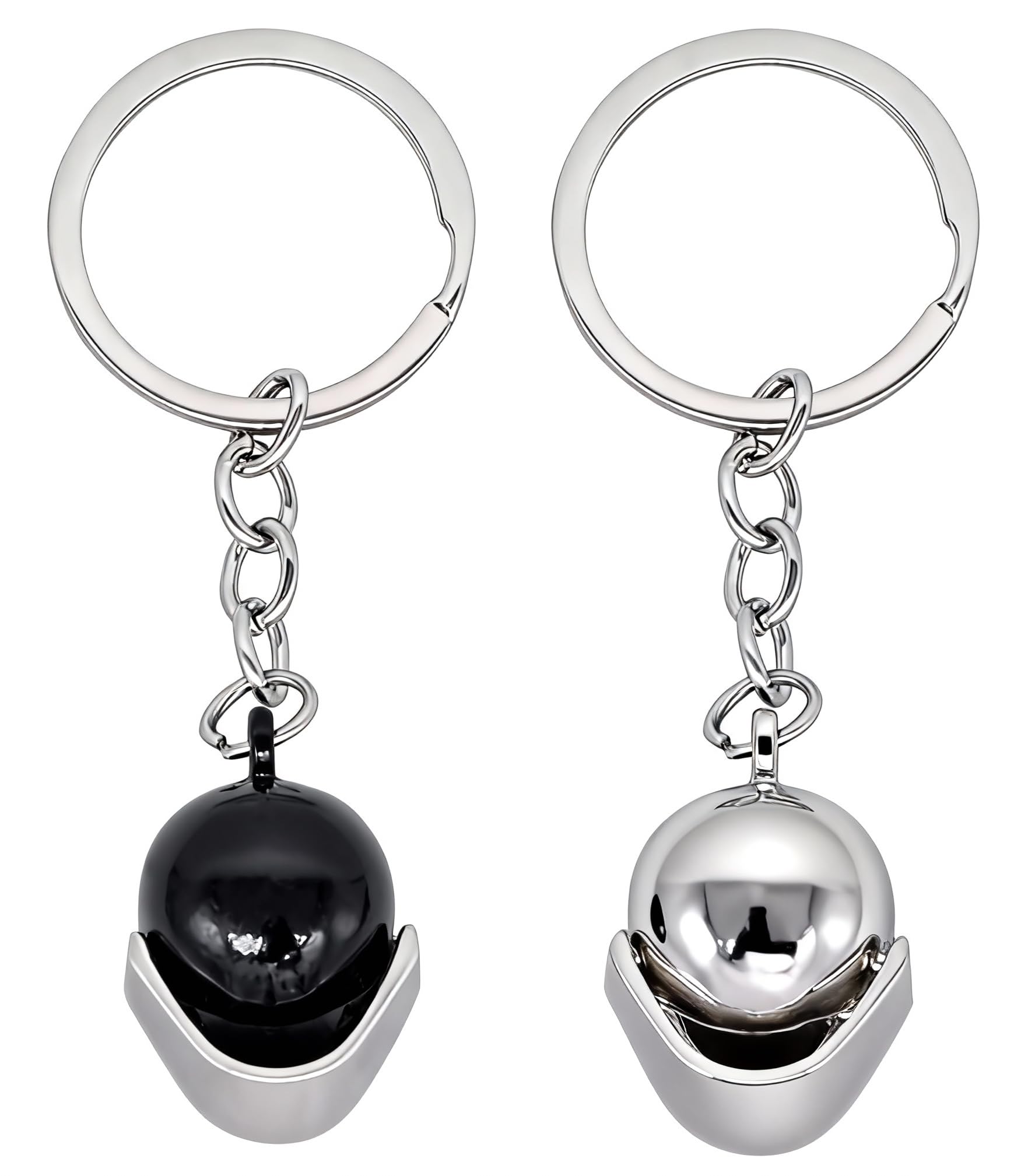 Moydolo 2 PCS Motorcycle Helmet Keychain Pendant Metal 3D Mini Motorbike Helmet Key Chains Keyrings for Men Women Boys Girls