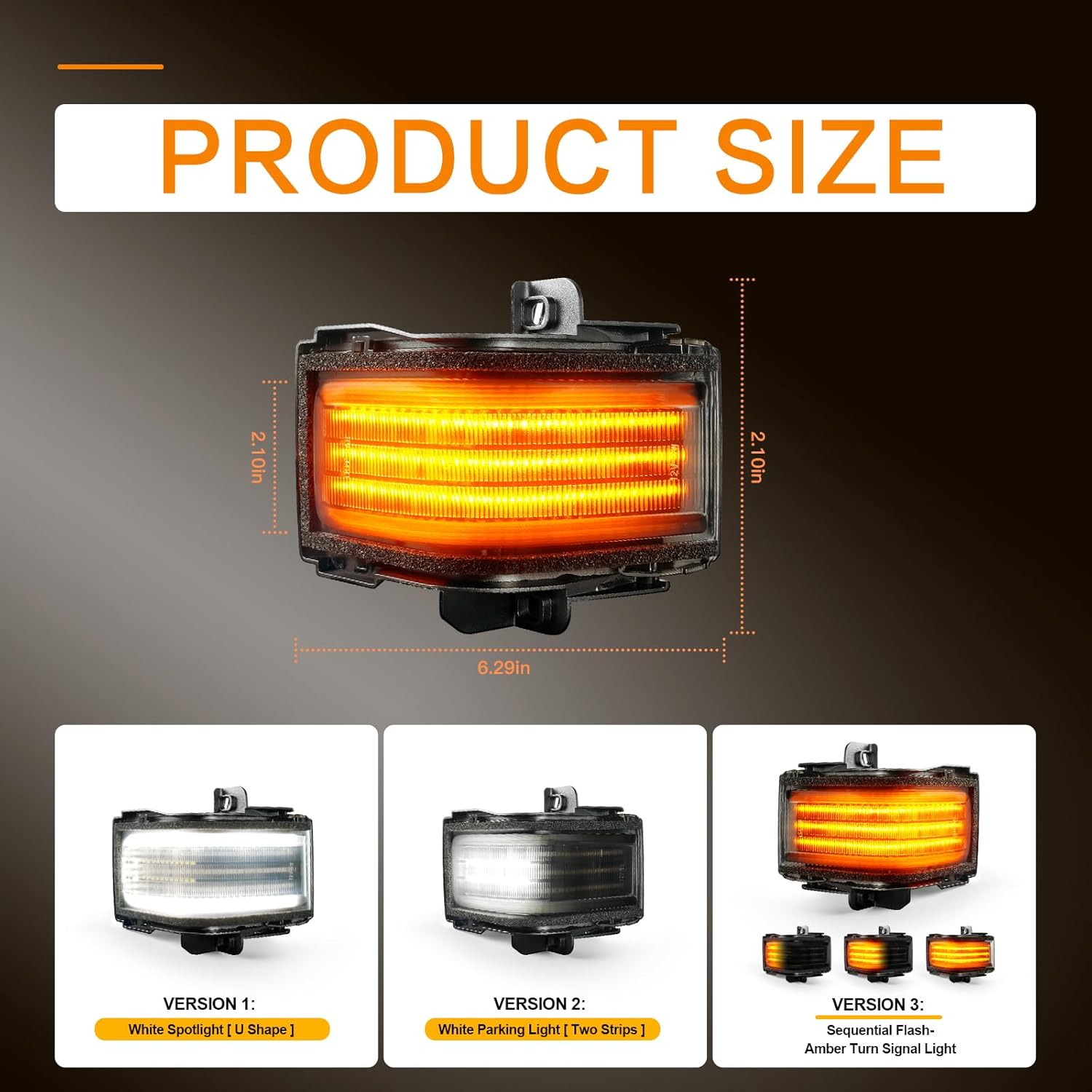 litzland LED Side Mirror Lights 3 Function Compatible with Ford F250/F350/F450 Super Duty 2017-2020 Amber Sequential Turn Signal Light &White Parking/Backup Light