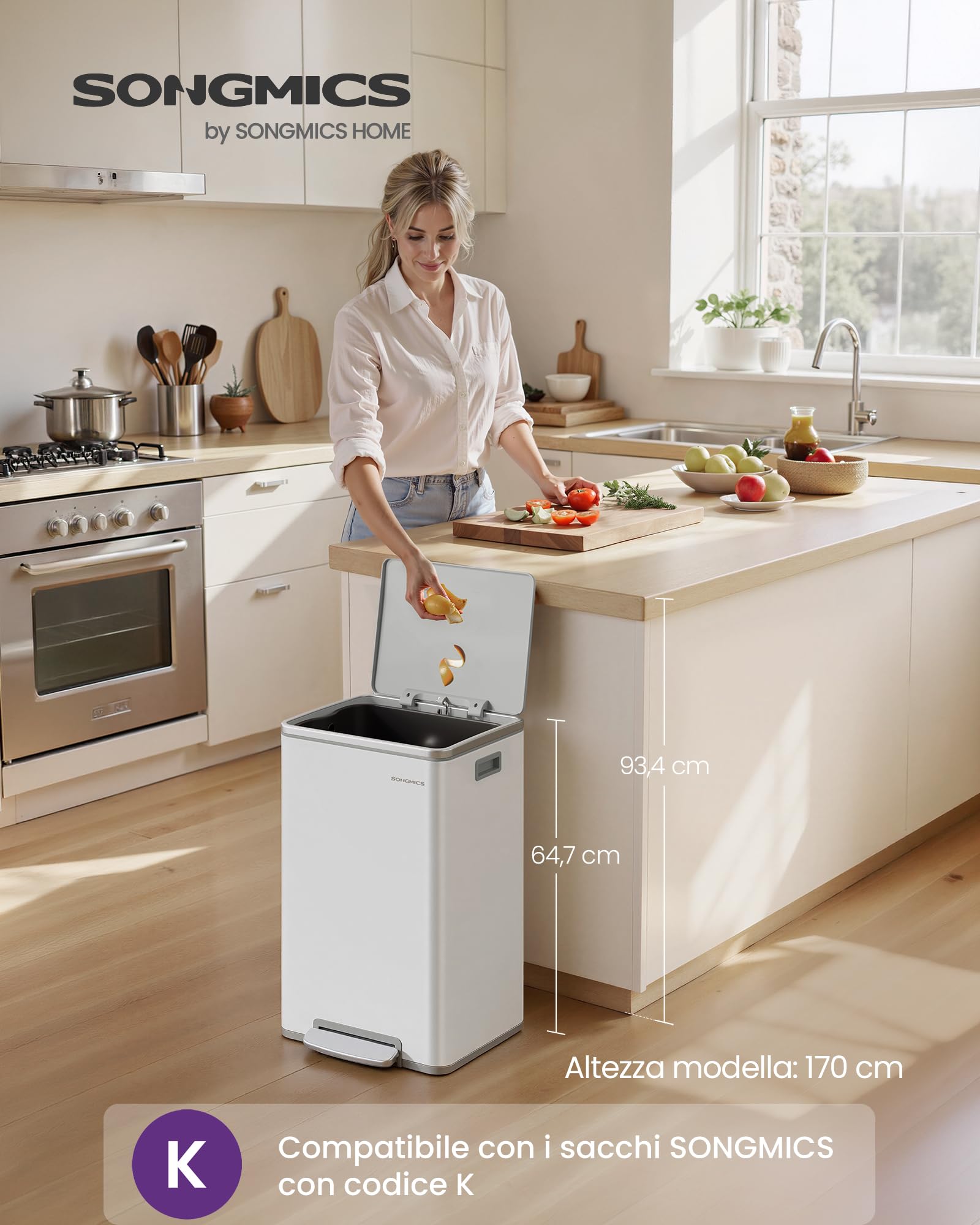 HOME CENTER Pattumiera Cucina Pieghevole Plastica Riciclo - Foto 6