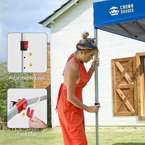 Miniatura 4 de CROWN SHADES - Toldo desplegable de 8 x 8 pies con 1 pared lateral, tienda de campaña de playa que se arma con solo presionar un botón, glorieta