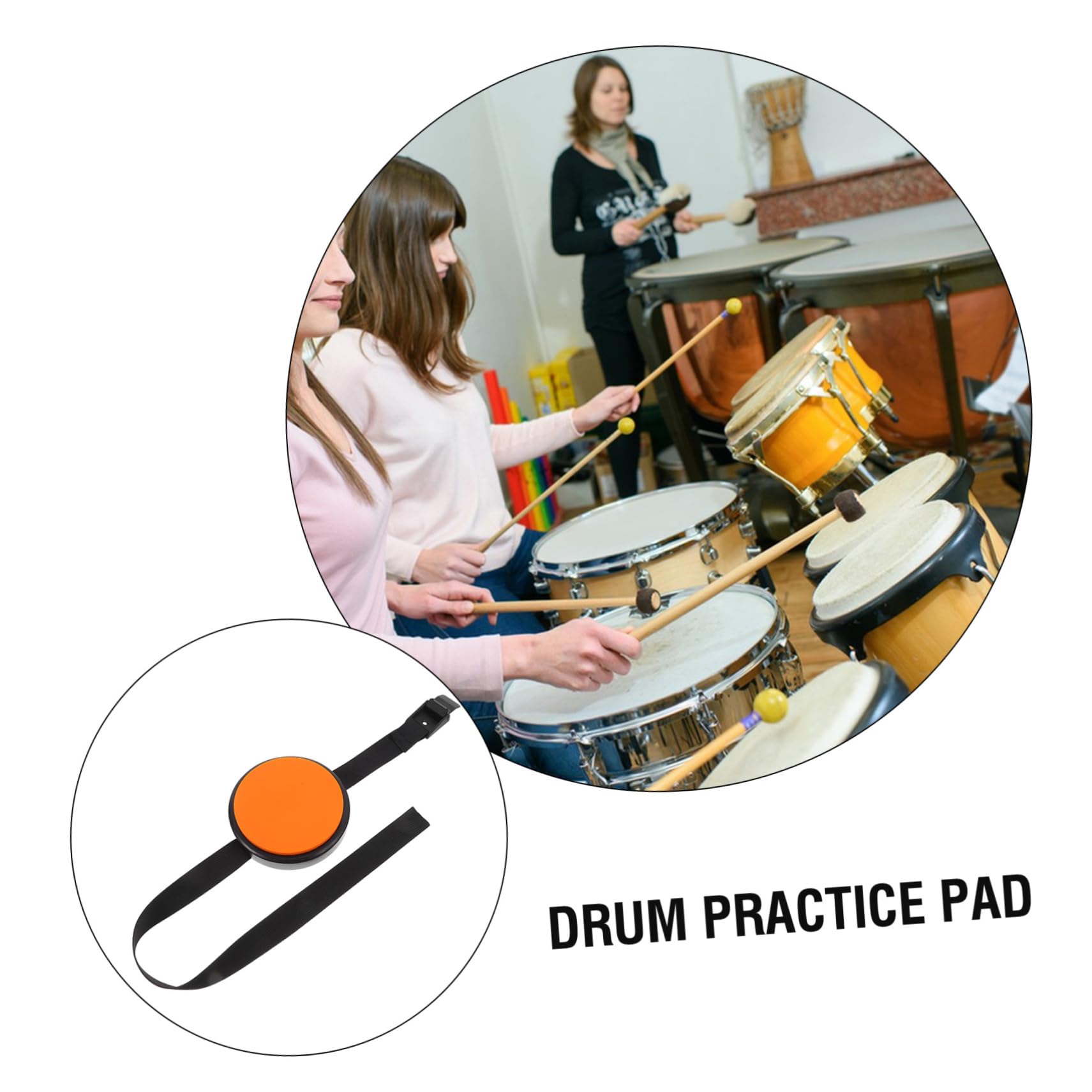 Kisangel Almohadilla Portátil De Práctica Para Batería Correa Ajustable, Silicona Naranja Resistente, Pad Silencioso Para Entrenamiento En Casa y Práctica Musical