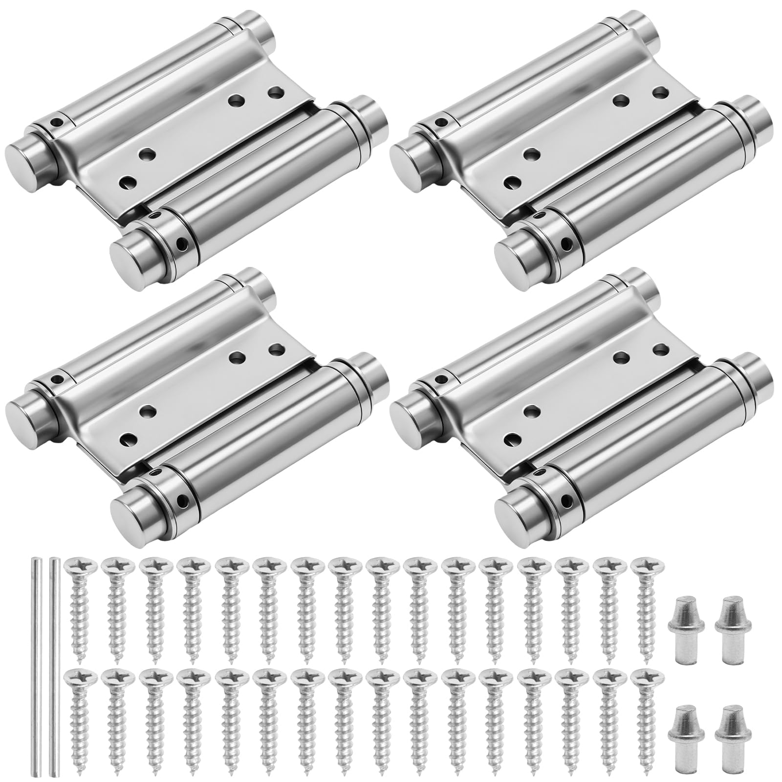 MospdyGear 4 Pcs Adjustable Double Action Spring Hinges, Stainless Steel Door Hinges, Suitable for Swing Doors and Gates
