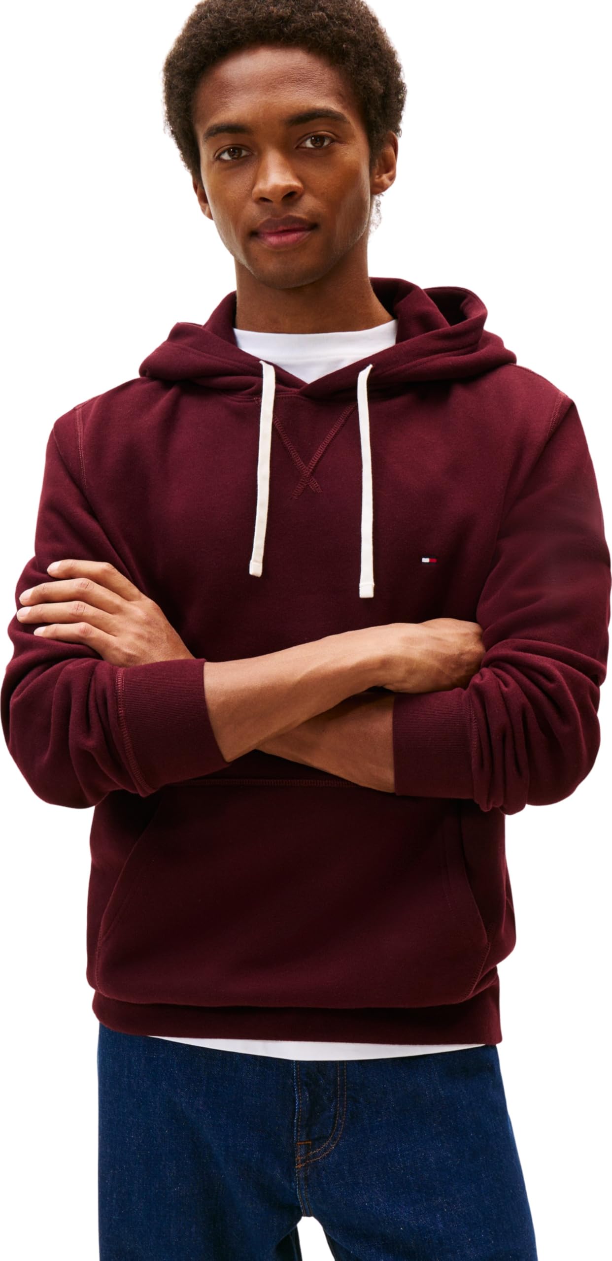 Tommy Hilfiger Fleece Hoodie With Embroidered Flag Men's Burgundy Xxl