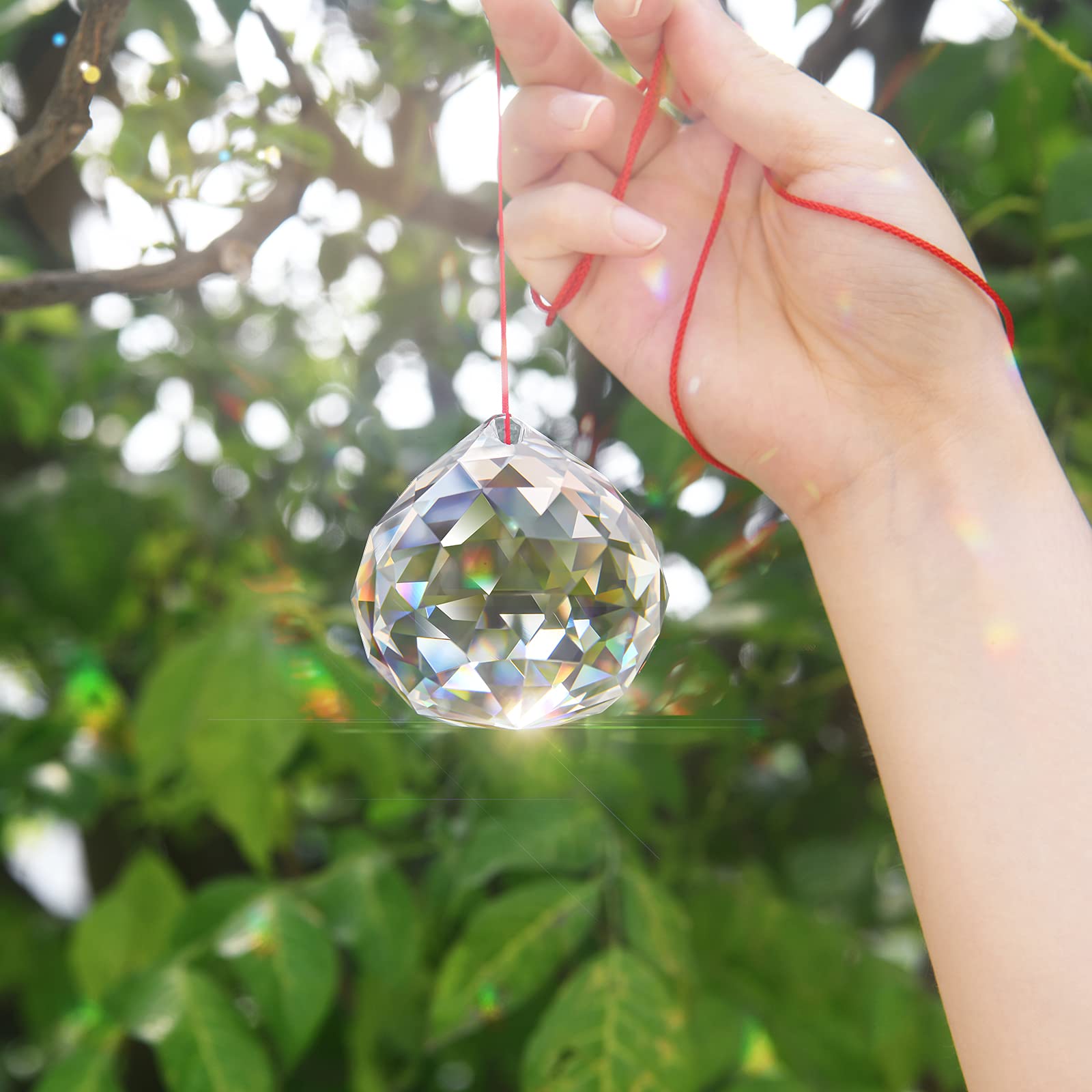 MerryNine Prisma de bola de cristal transparente, atrapador de brillo del sol, colgante de cristales para ventanas, para Feng Shui, para regalo (80 mm, 1 paquete)