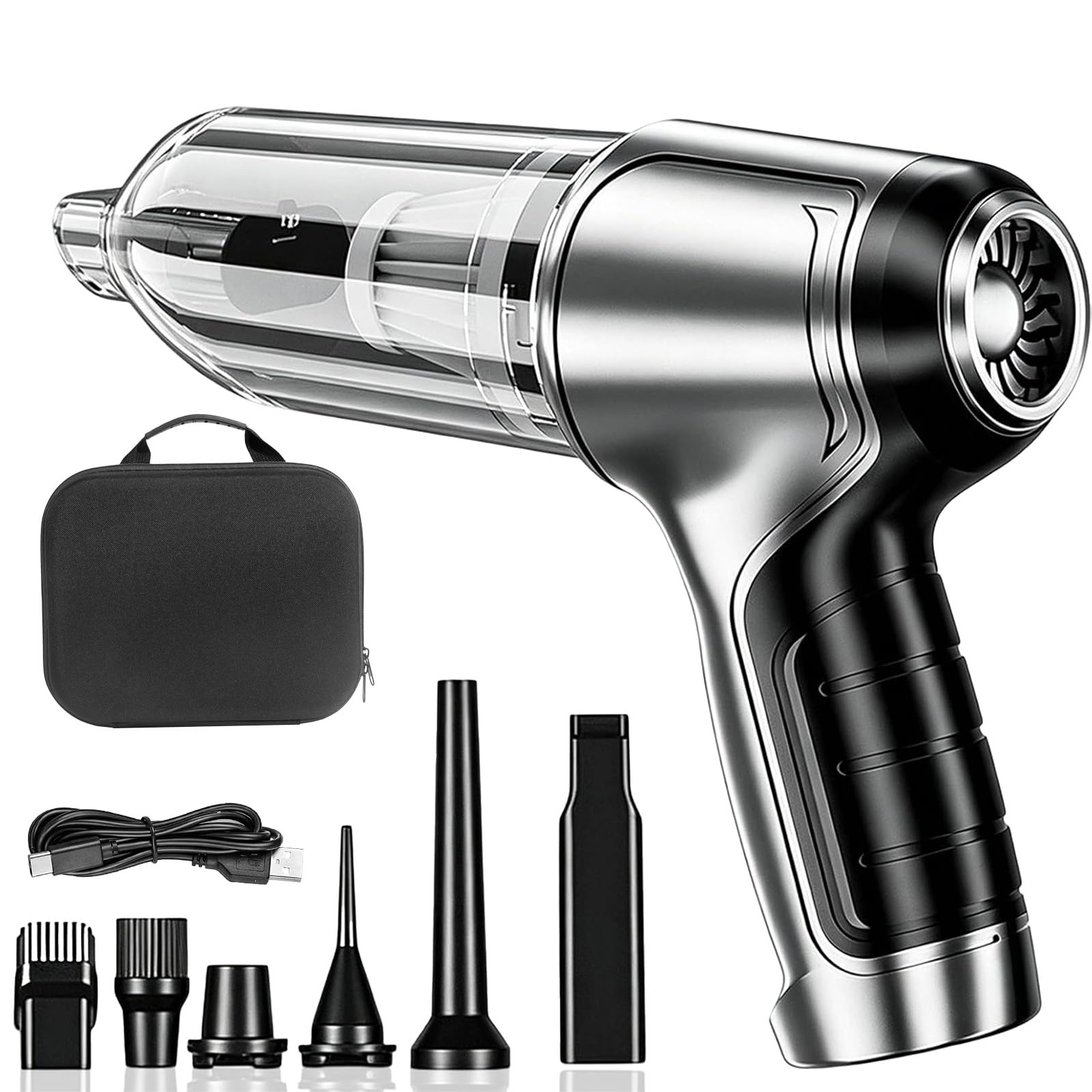 Car Vacuum Cleaner with Air Blower, GT40 Pro Cordless Portable Vacuum & Compressed Air Duster, 12000Pa Brushless Motor with HEPA Filter, Rechargeable Mini Cleaner for Car Interior, Pet Hair (A1)