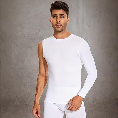 Miniatura 8 de Koalarun Camiseta de compresión de baloncesto para hombre, con un brazo, manga larga, atlética, deportiva, entrenamiento, capa base