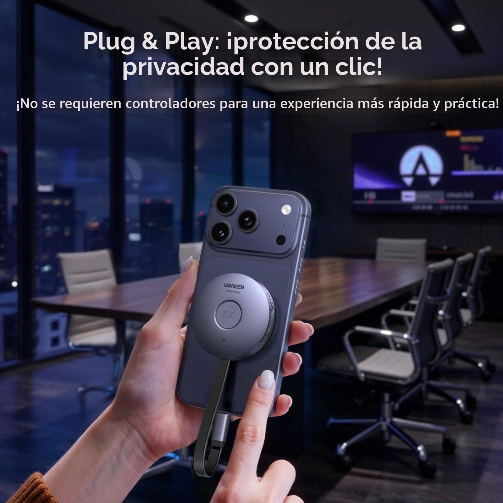 UGREEN Transmisor y Receptor HDMI Inalámbrico USB C TX HDMI Magnético 1080P | 1080P 60Hz 50M Plug Play 5G Transmisor PD 30W Compatible con iPhone 17 Pro MAX Air 16 Macbook Air Pro iPad Monitor Televisión