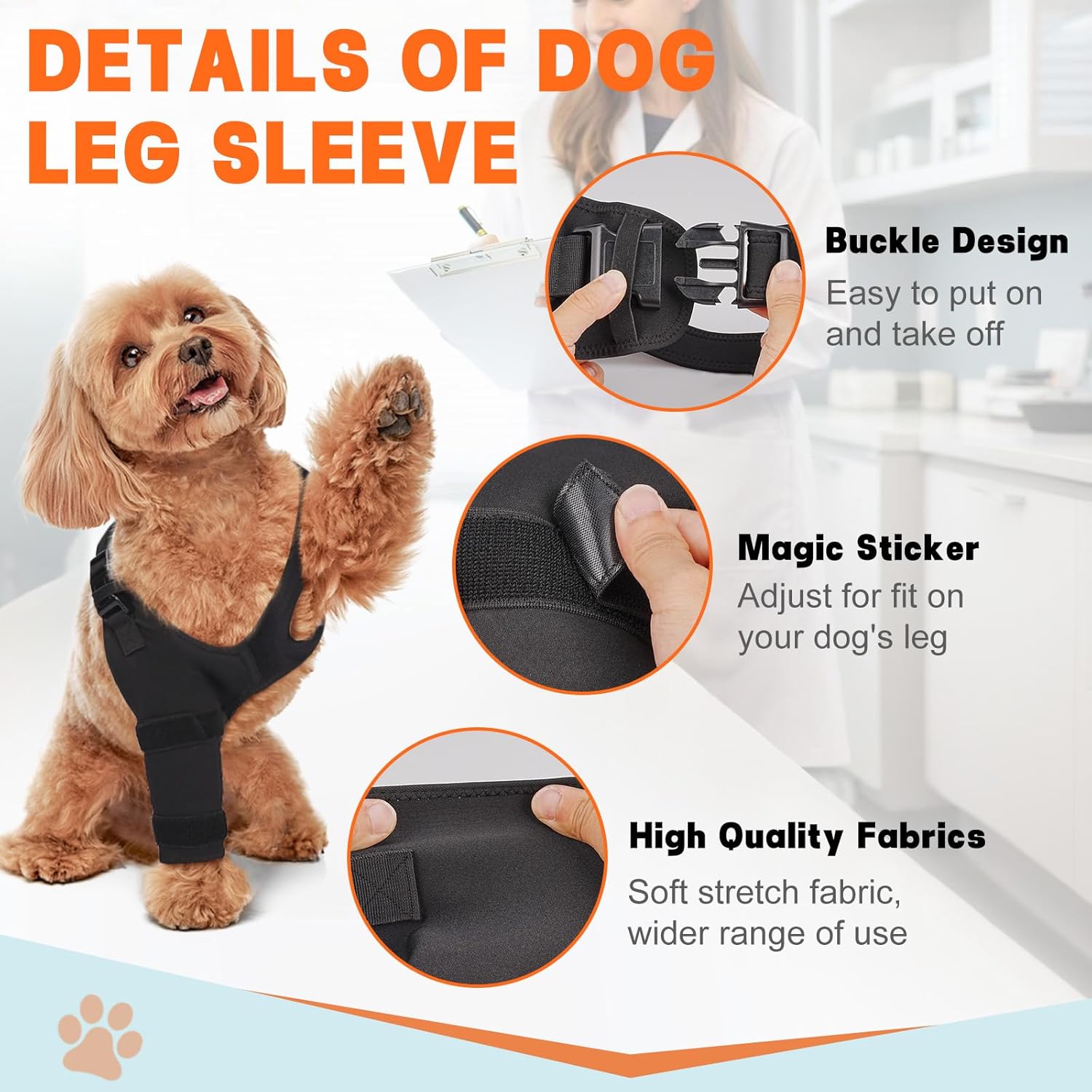 Dog Elbow Protector Brace Sleeve for Arthritis Pressure Sores Dysplasia Calluses– Breathable Adjustable Dog Front Leg Sleeve Anti-Licking for Post-Surgery Care Recovery(Right Leg, L) - Image 3