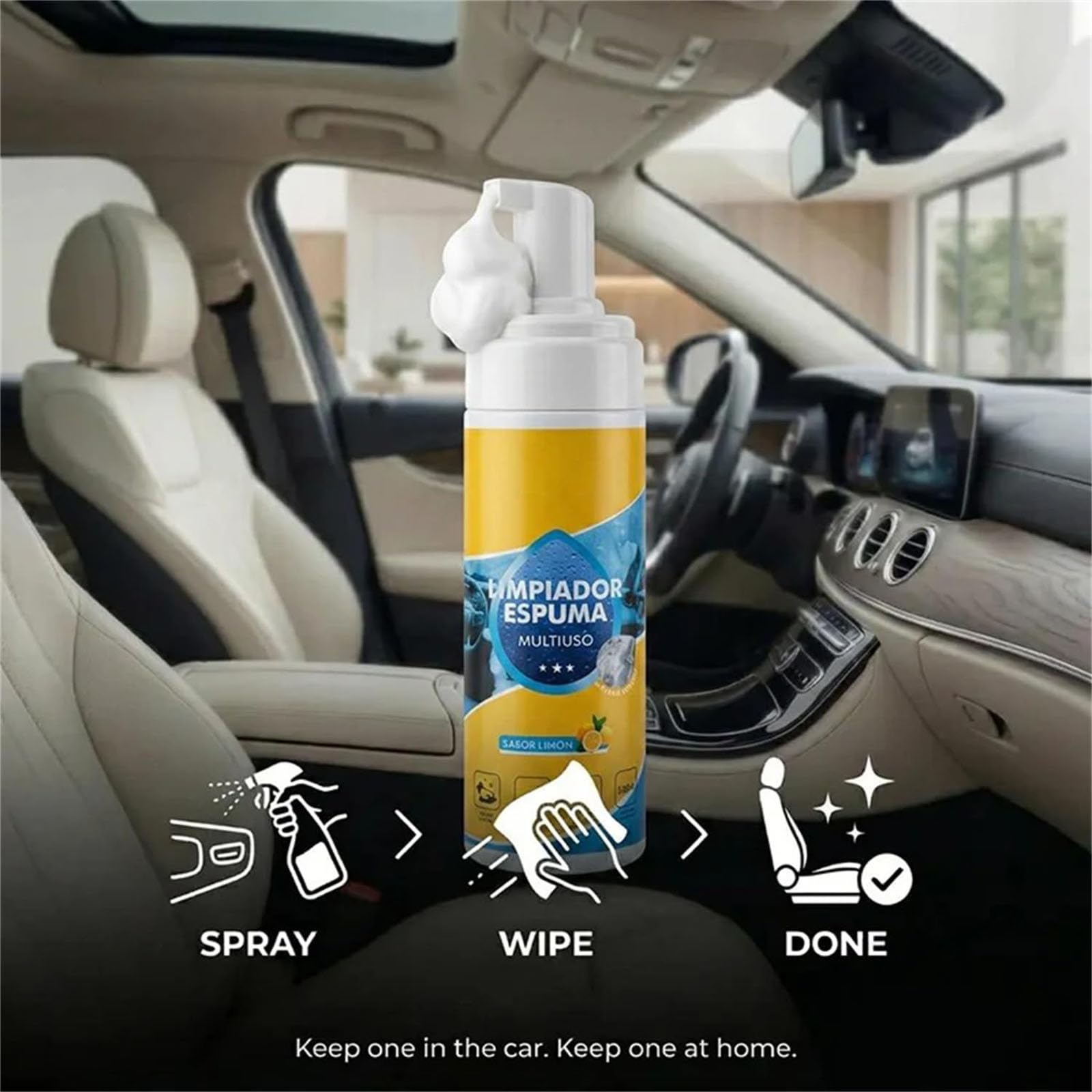 4-in-1 Multi-Enzyme Foam Cleaner 5oz, All-Purpose Deep Cleaning Spray for Car Interior, Kitchen Grease, Bathroom Tiles, Sofa Upholstery (2pcs)