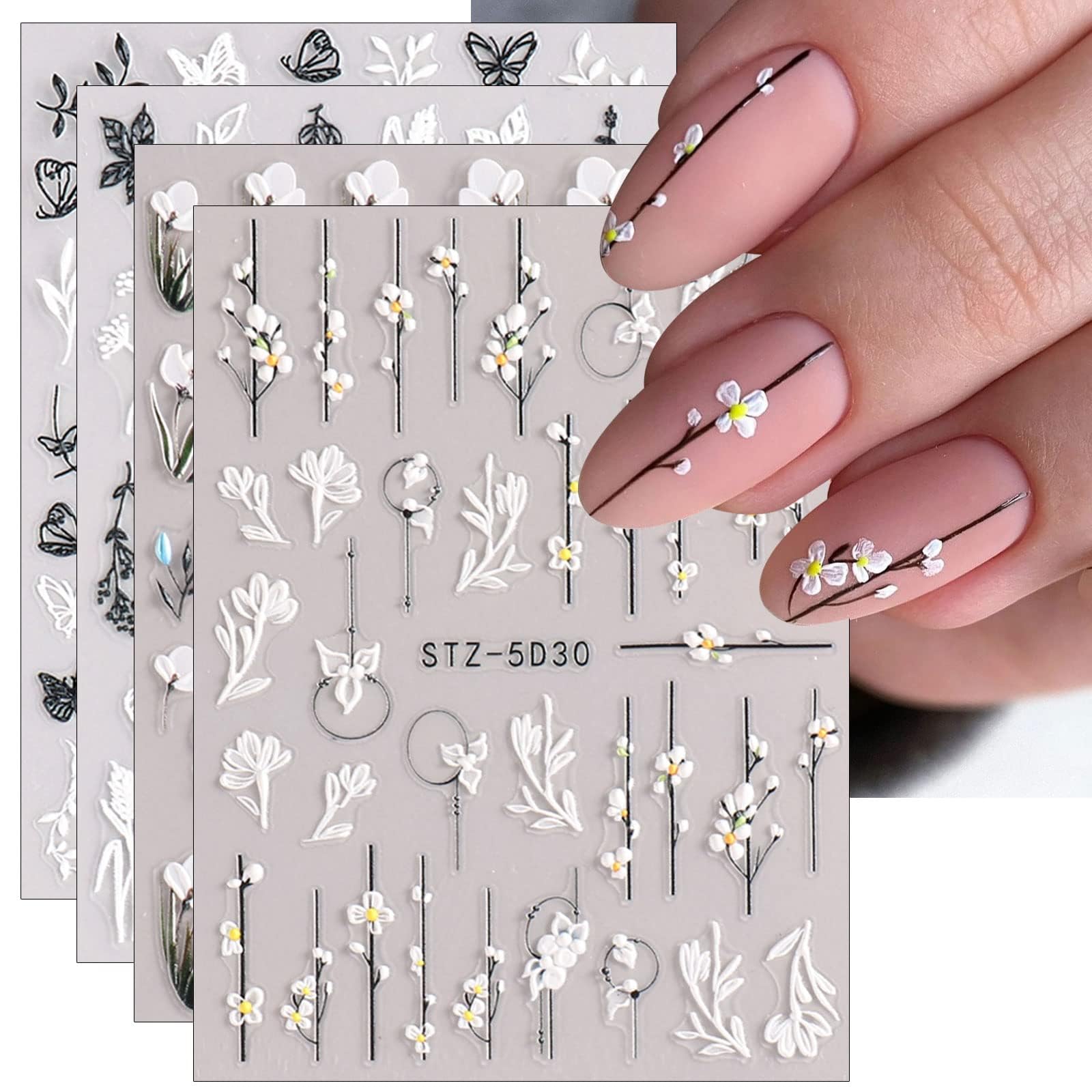 Sponsored Ad – NALACAL 3D Embossed Flower Spring Nail Art Stickers, Decals Self-Adhesive 5D Summer Colorful Cute Floral Nail Supplies Nail Art Design Decoration Accessories 4 Sheets, for Women Girls