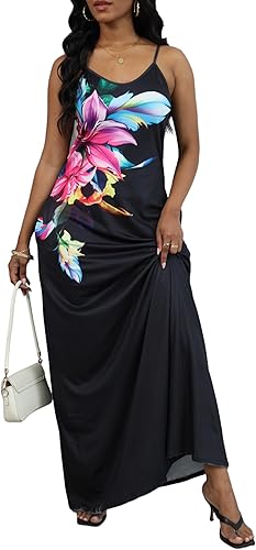 Summer Maxi Dress for Women 2025 Plus Size Casual Sexy Floral Sleeveless Vacation Long Sundresses with Pockets
