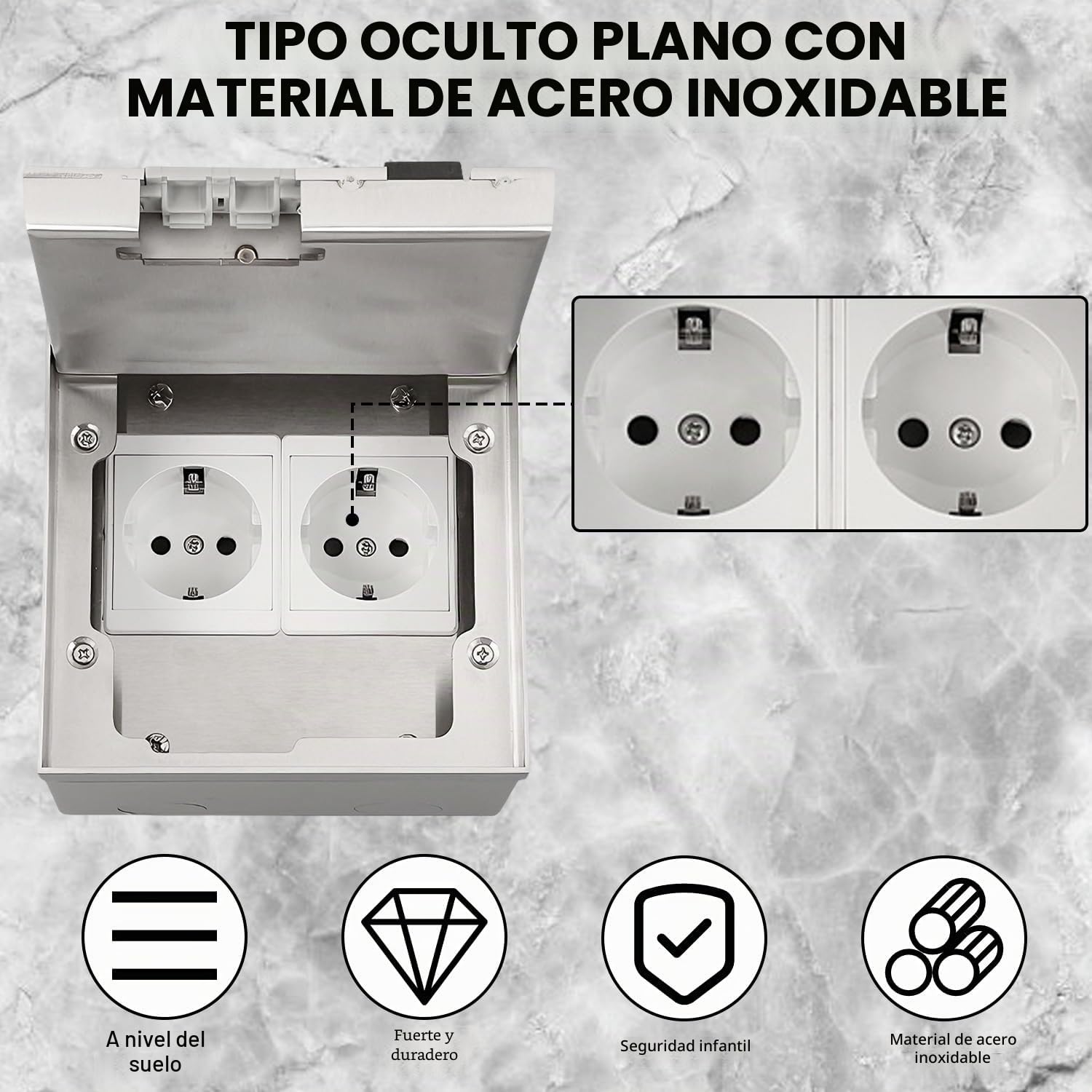 Toma de Corriente de Suelo 250V 16A Enchufe de Suelo Empotrable Impermeable