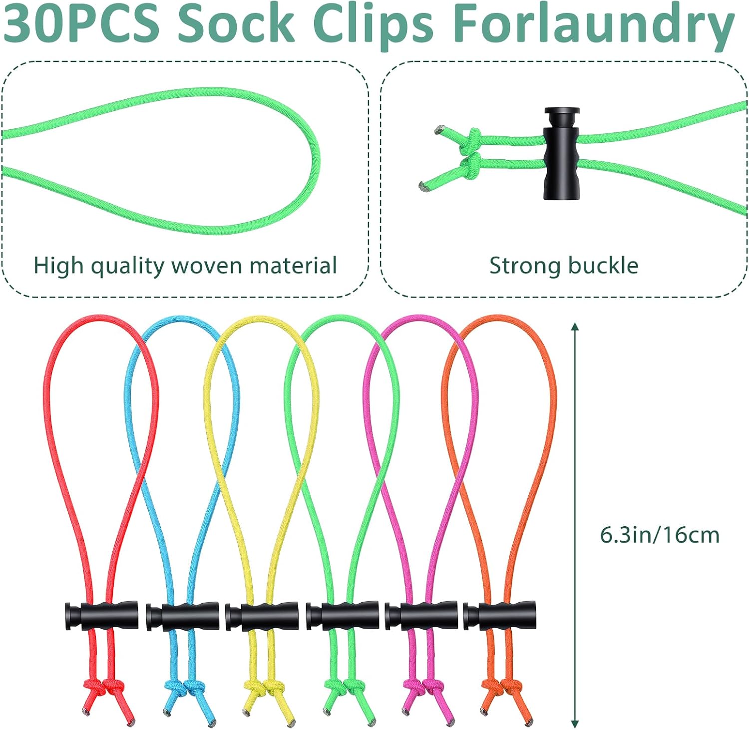 30PCS Sock Clips for Laundry, Your Socks Laundry Stocking Tie Clips Sock Tie Clip, Socks Clip for Washing SockStocking Organizer Laundrys SockHolder for Washing Machine and Dryer, Multicolor image 2
