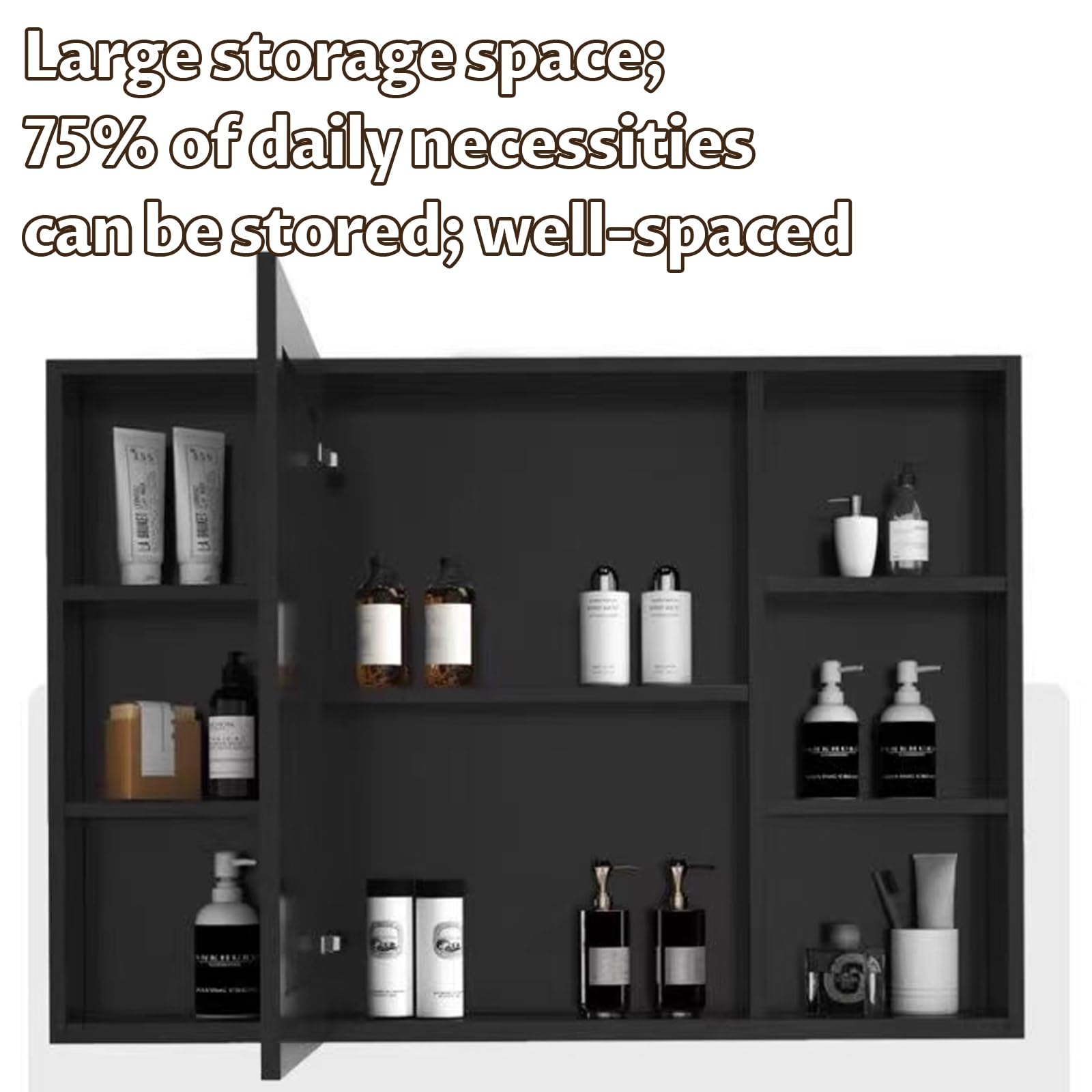Armadietto a specchio da bagno con mensola portaoggetti in alluminio, facile installazione, scomparto aperto, elegante design bianco, 70 x 65 x 11 cm, perfetto per organizzare gli oggetti essenziali.