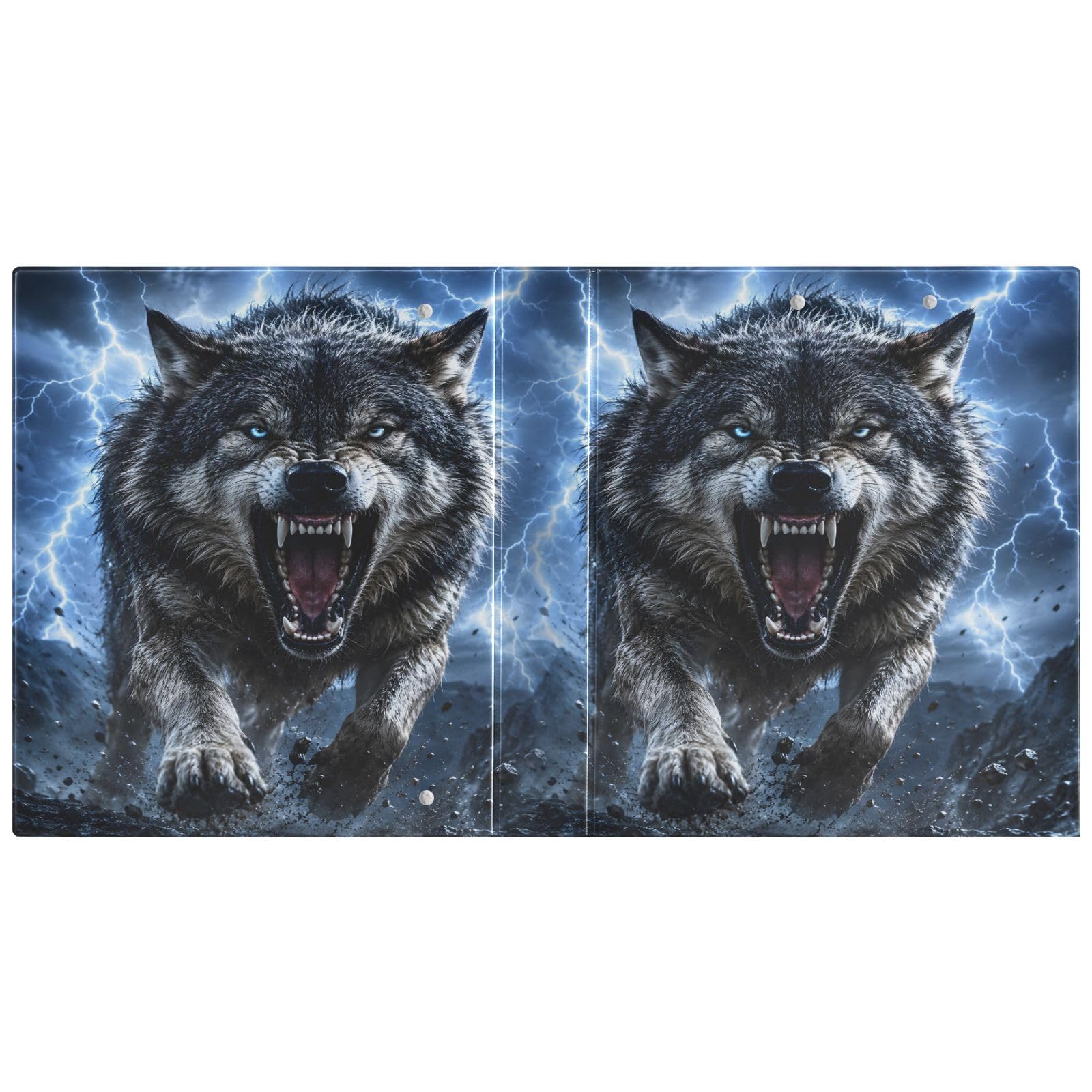 Raccoglitore a 3 anelli, motivo: lupo grigio, 3,8 cm, contiene 200 fogli, 3 raccoglitori ad anelli con clip in metallo antiscivolo