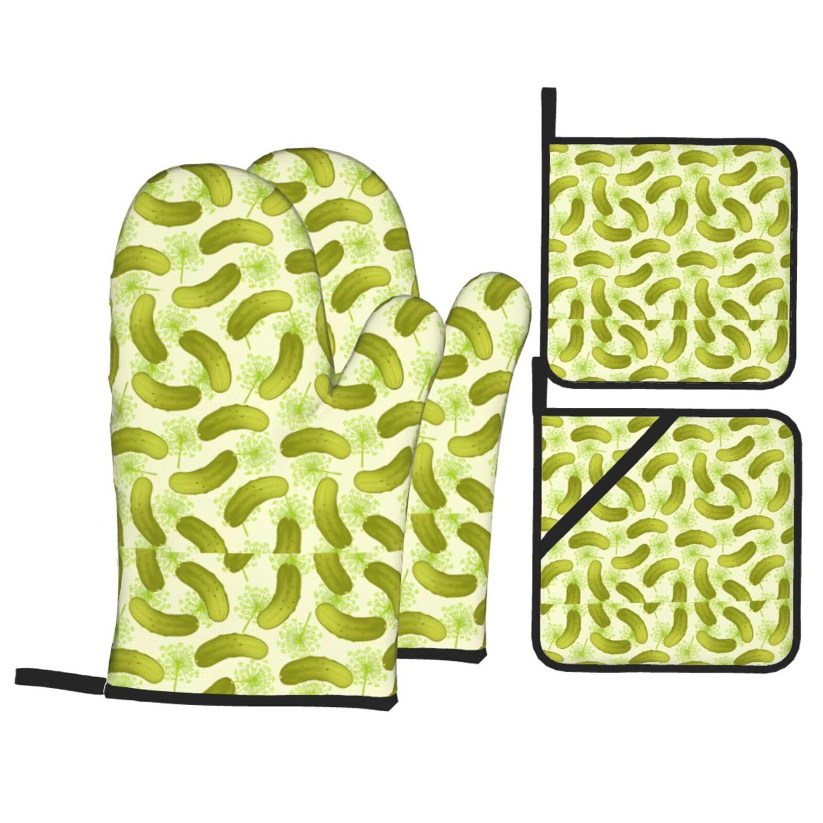 WHJSHOP Sushi Dill Pickles Prints Kitchen Layers: Waterproof Oven Covers for Safe Handling & Easy Cleanup – 4 Piece Heat Protection Bundle