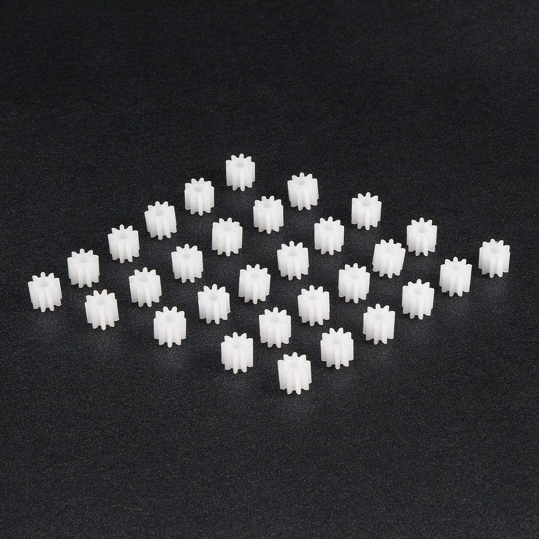 QUARKZMAN 60pz Ingranaggi in Plastica 9 Denti Modello in Plastica con Ingranaggi Albero 092AA Ingranaggio di Riduzione per Robot Fai Da Te Modello Auto RC,Bianco Modulo 0.5