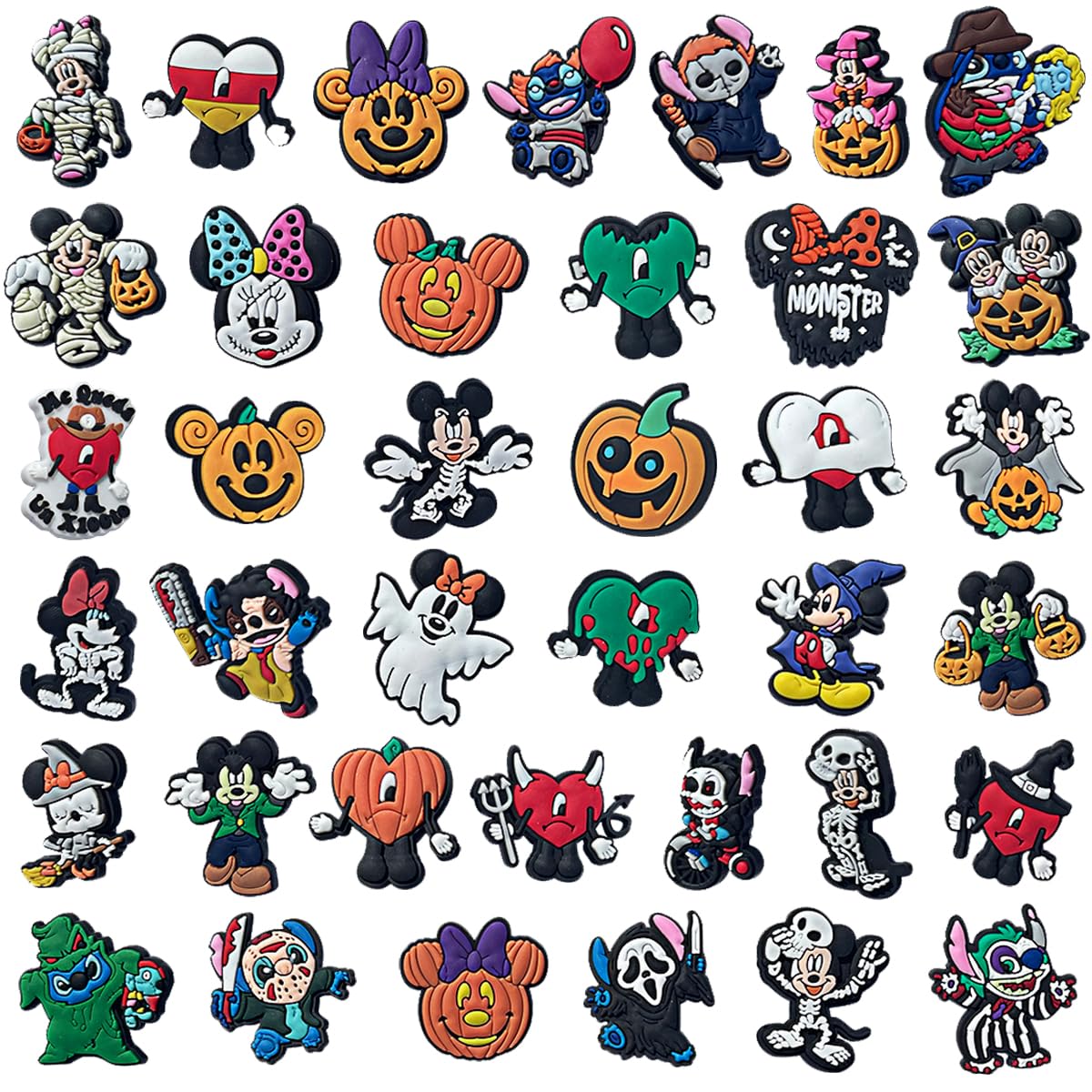 Halloween 53 Pcs Horror Movie Shoe Charms for Shoe Decorations,Cartoon Shoe Charms for Party.DIY Decoration Accessories