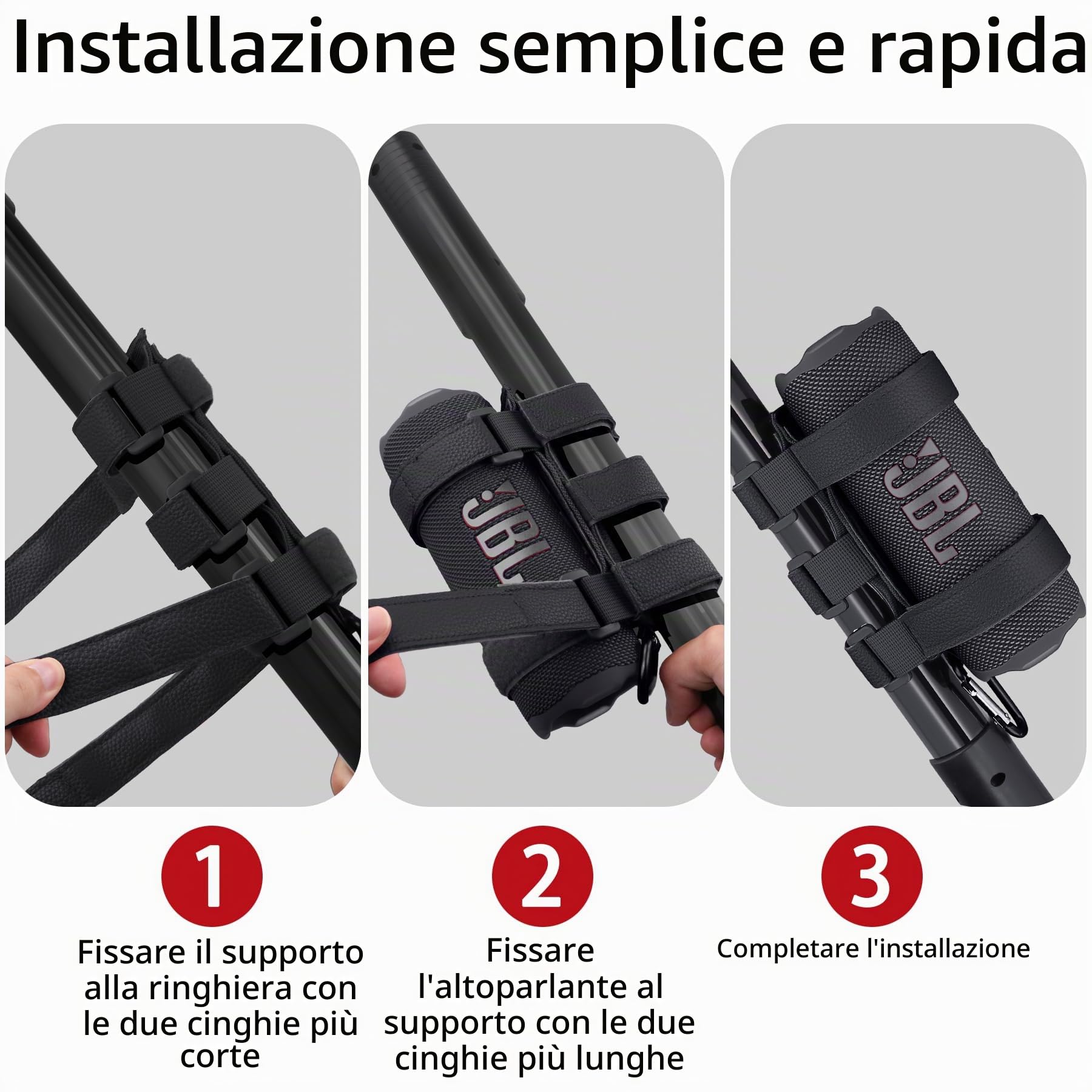 co2CREA Supporto per altoparlante portatile per la maggior parte degli altoparlanti wireless Bluetooth, altoparlante esterno cinturino regolabile accessorio supporto per barra per carrello da golf