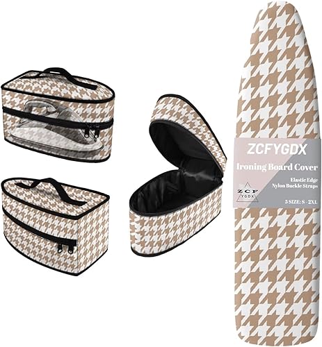 Miniatura 7 de Juego de funda para tabla de planchar con funda organizadora de hierro, 17 x 49 pulgadas, resistente al calor, 3 correas de sujeción ajustables,