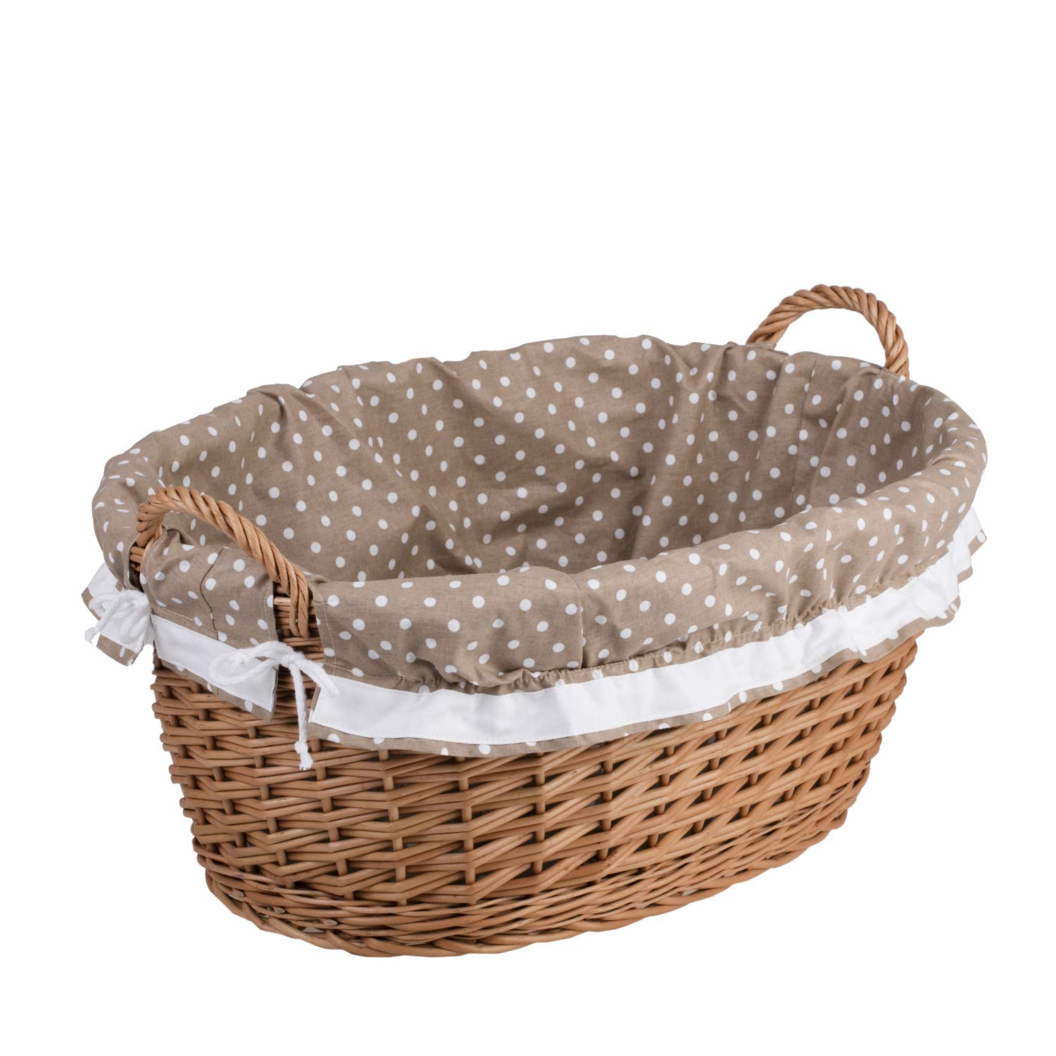 e-wicker24 Owalna miska wiklinowa, kosz na pranie z wikliny w naturalnym kolorze, kosz wiklinowy w kształcie wanny
