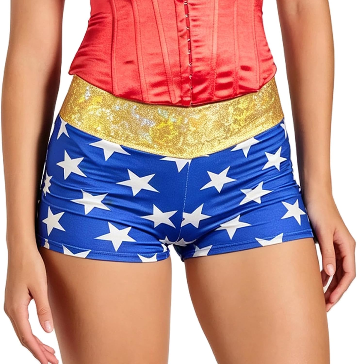 Svuitmsl Women Superheroine Star Print Shorts Halloween Party Bottom Skirt Costume (F-Blue, S) — image 1