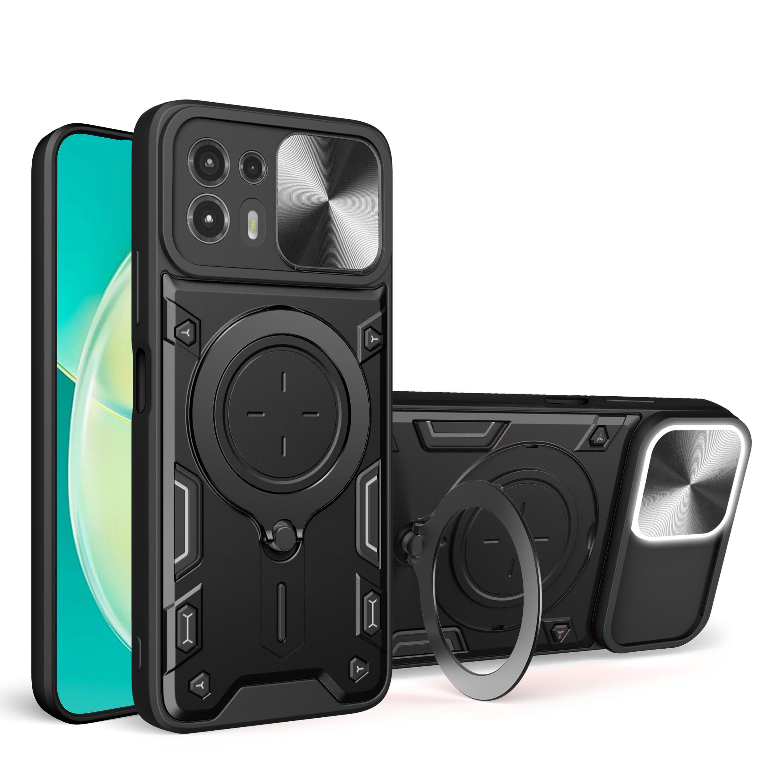 Lustree Back Cover Anti-Drop Case with 360° Metal Bracket and Sliding Camera Cover Case for Motorola Edge 20 Fusion - BLAC (B0D5V26ZT4) Amazon Price History, Amazon Price Tracker