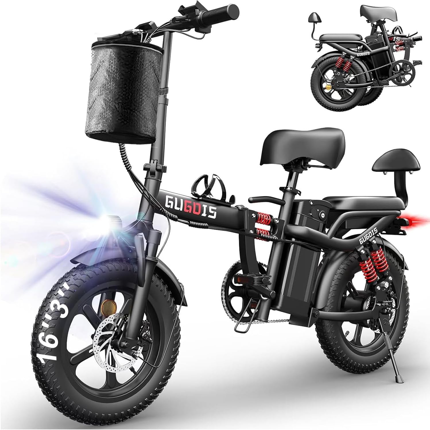 Bicicleta eléctrica plegable urbana para adultos, rueda 16" miniatura 1