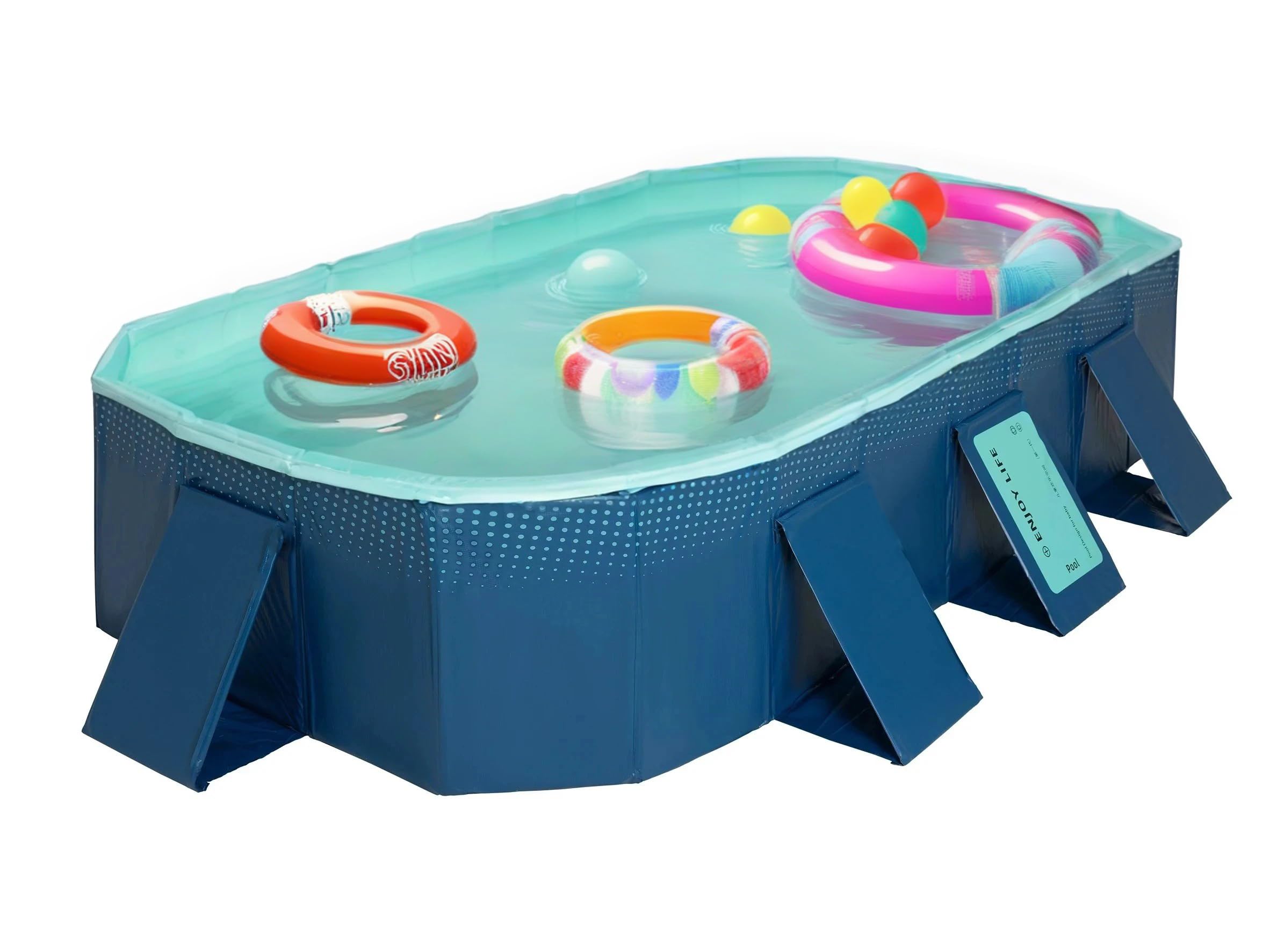 Foldable Swimming Pool (116 * 65 * 22 inch), Non-Inflatable Hard Plastic Shell Large Portable Swimming Pool for Family, Outdoor Swimming Pool for Backyard Dog Pools